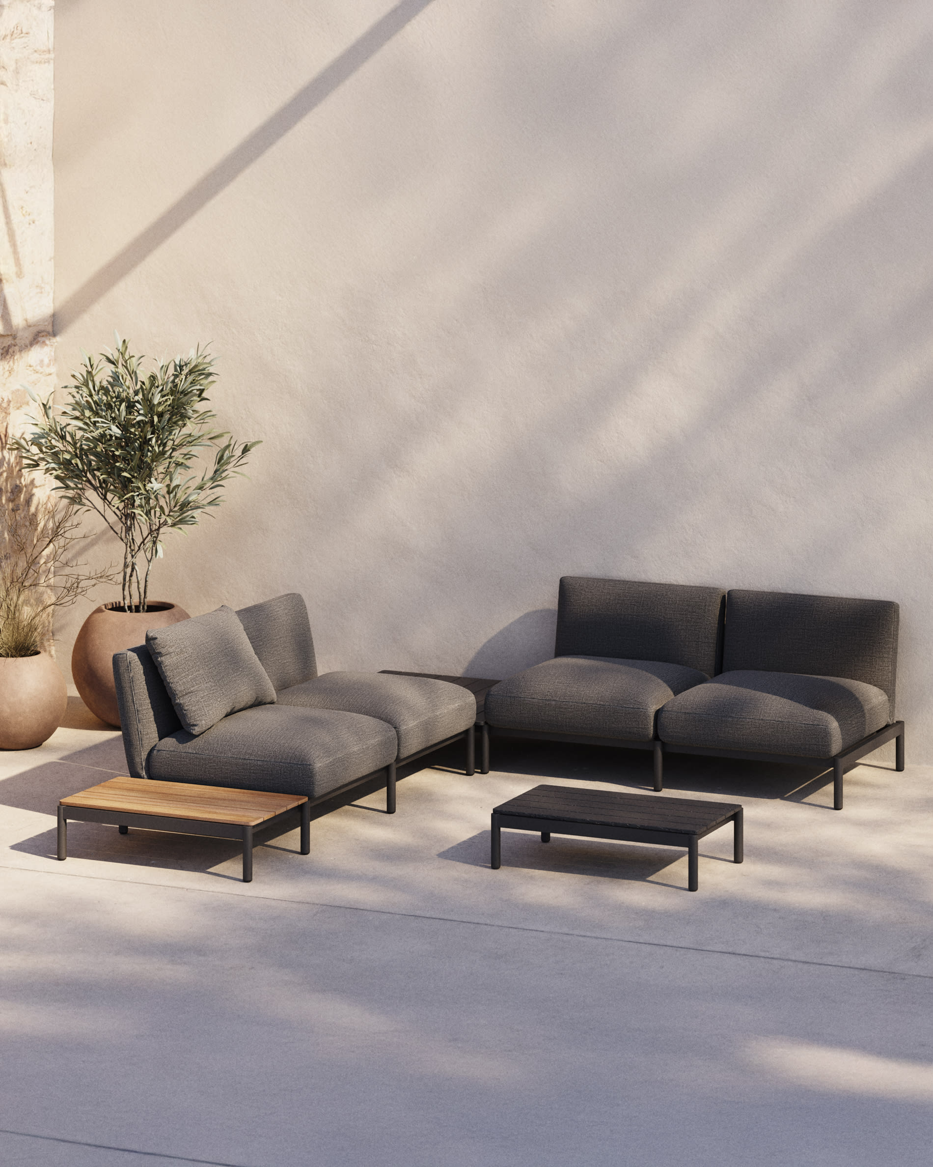 Sorells coffee table in grey aluminum 52,4 x 91 cm