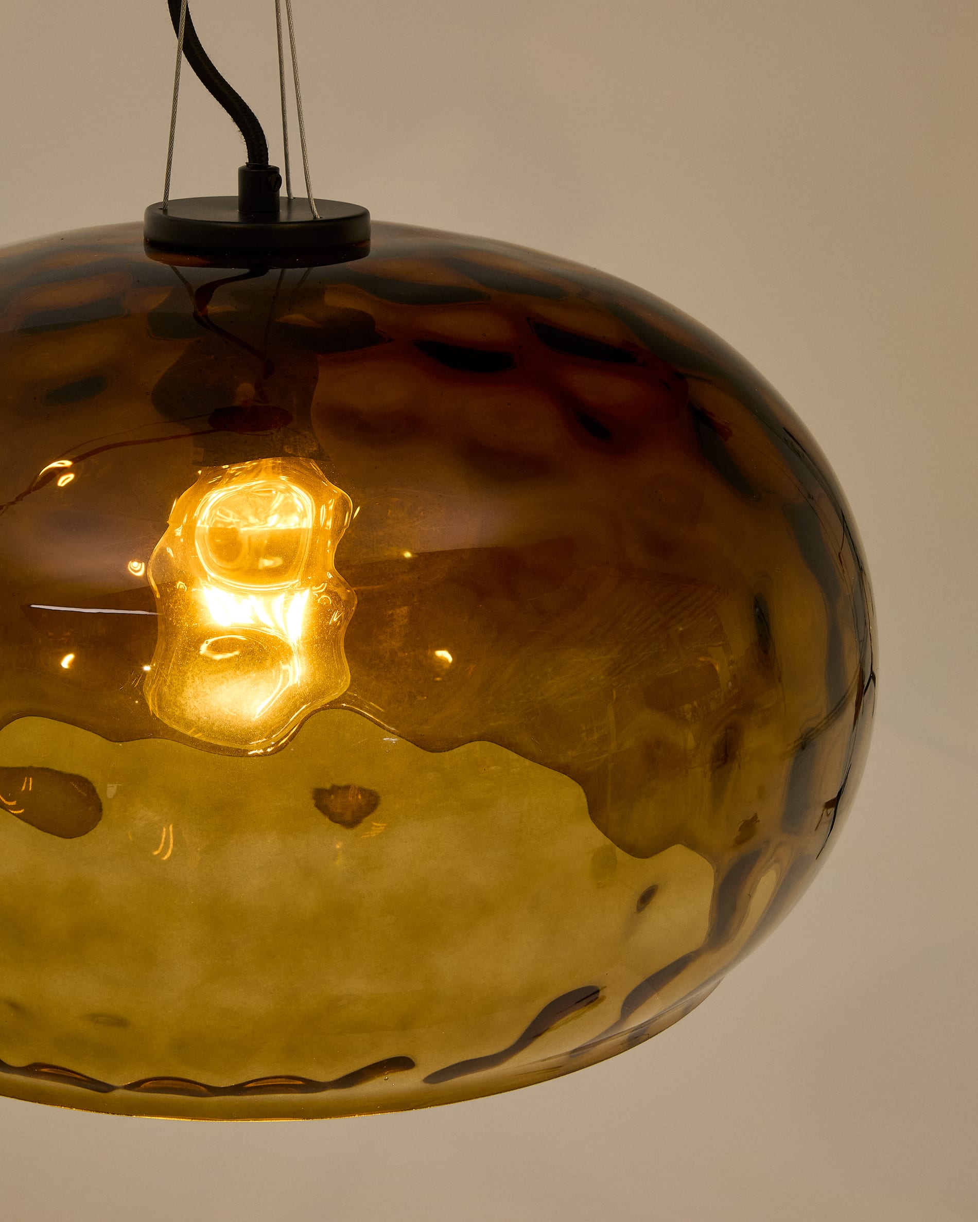Balma brown glass ceiling lamp, Ø 40 cm