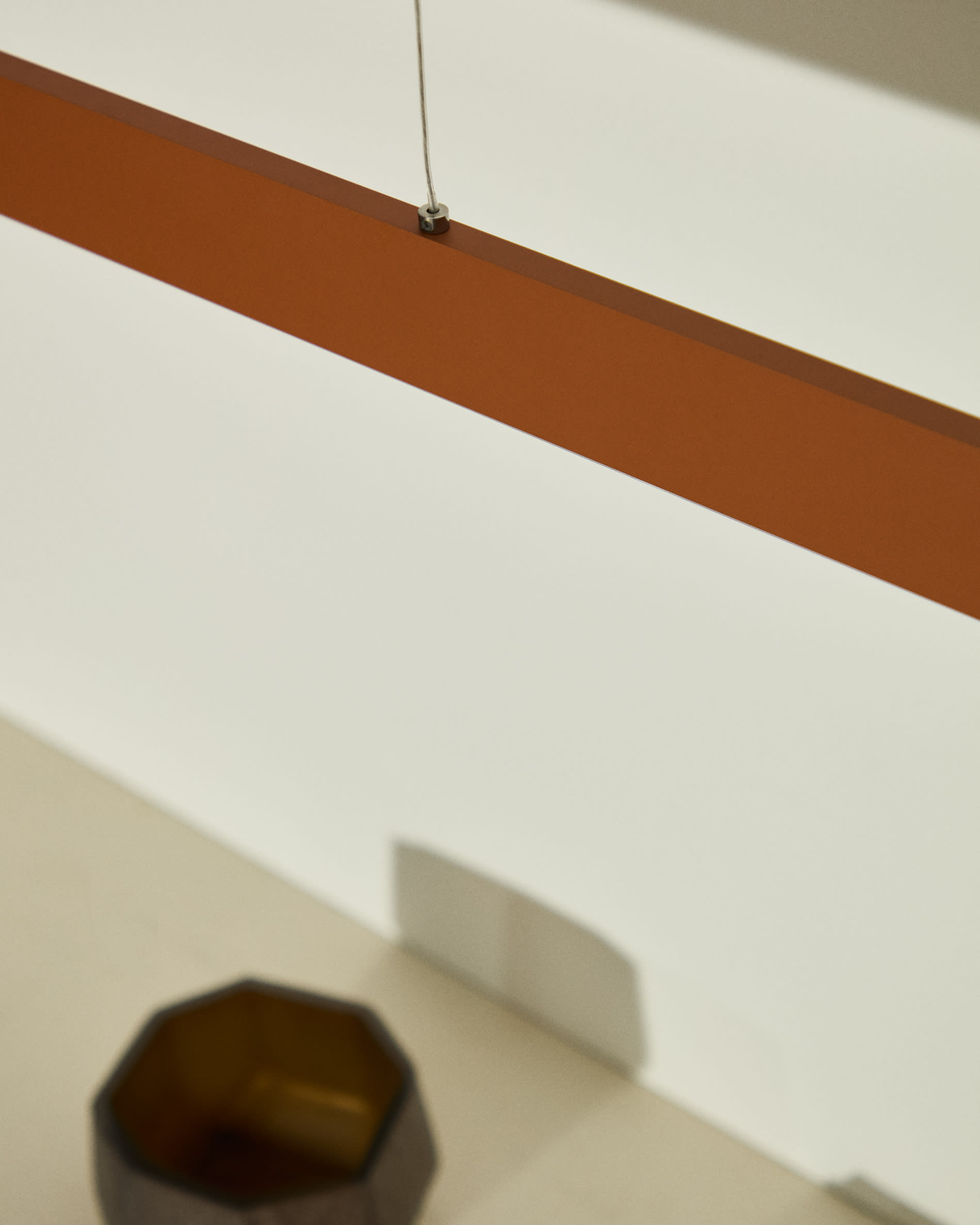 Boadella aluminium ceiling lamp with terracotta painted finish