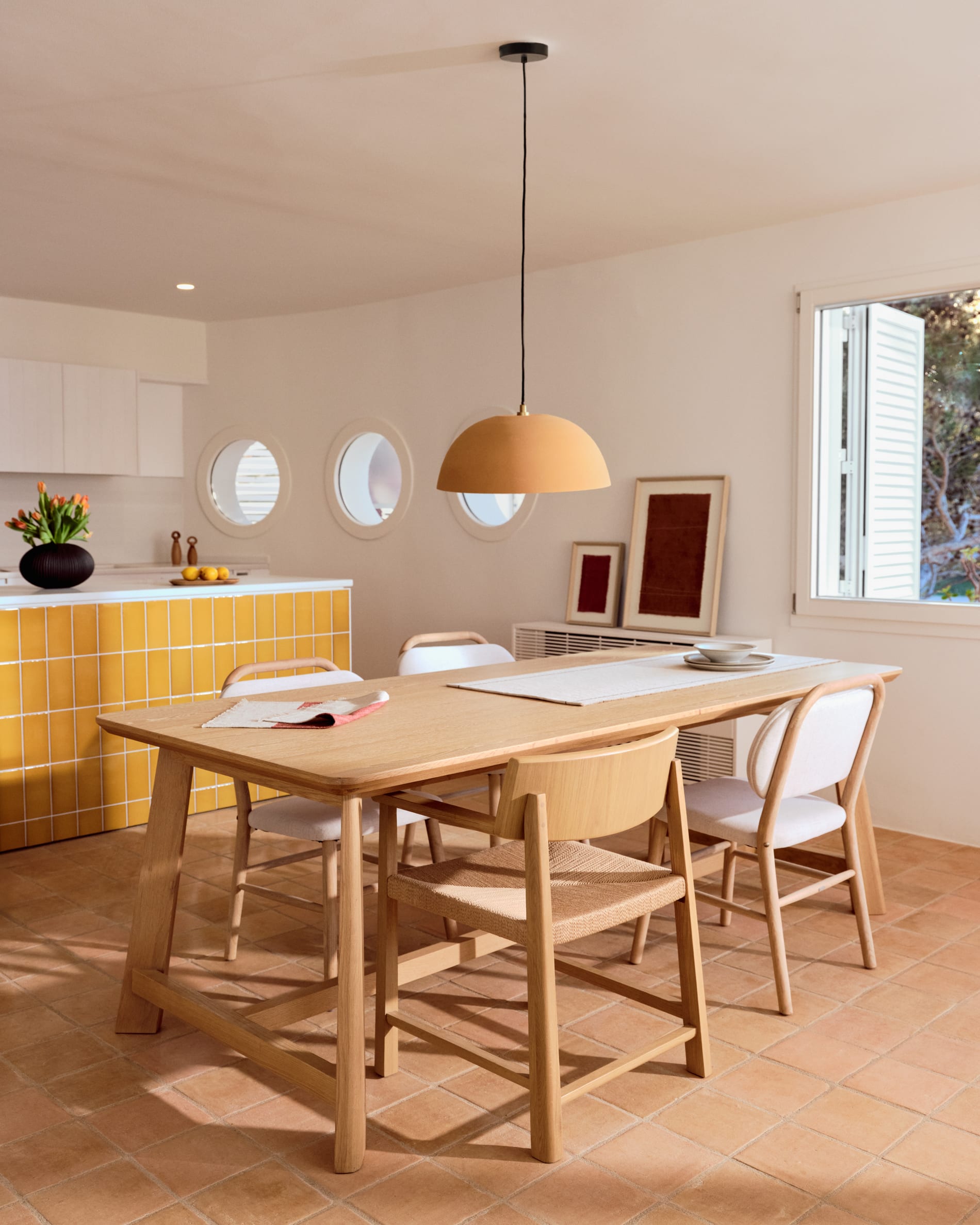 Nibla ceiling lamp in terracotta-effect metal Ø46cm