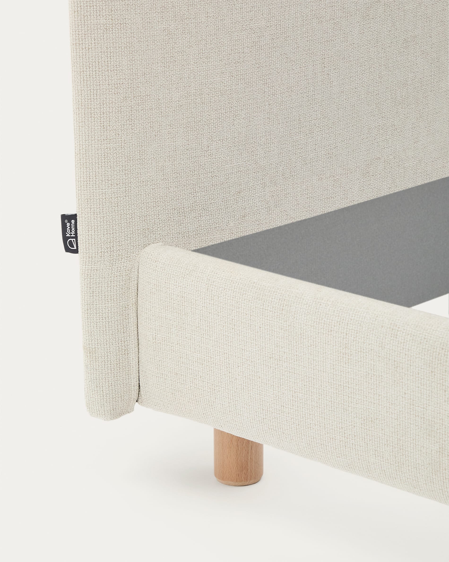 Pearl chenille Valma bed with removable cover and solid beech wood legs for a 90 x 200 cm mattress