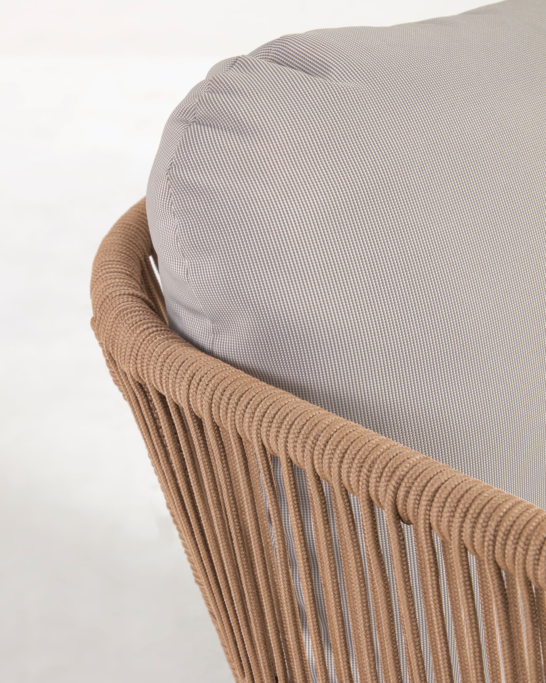 Catalina armchair made with beige rope and FSC solid acacia wood