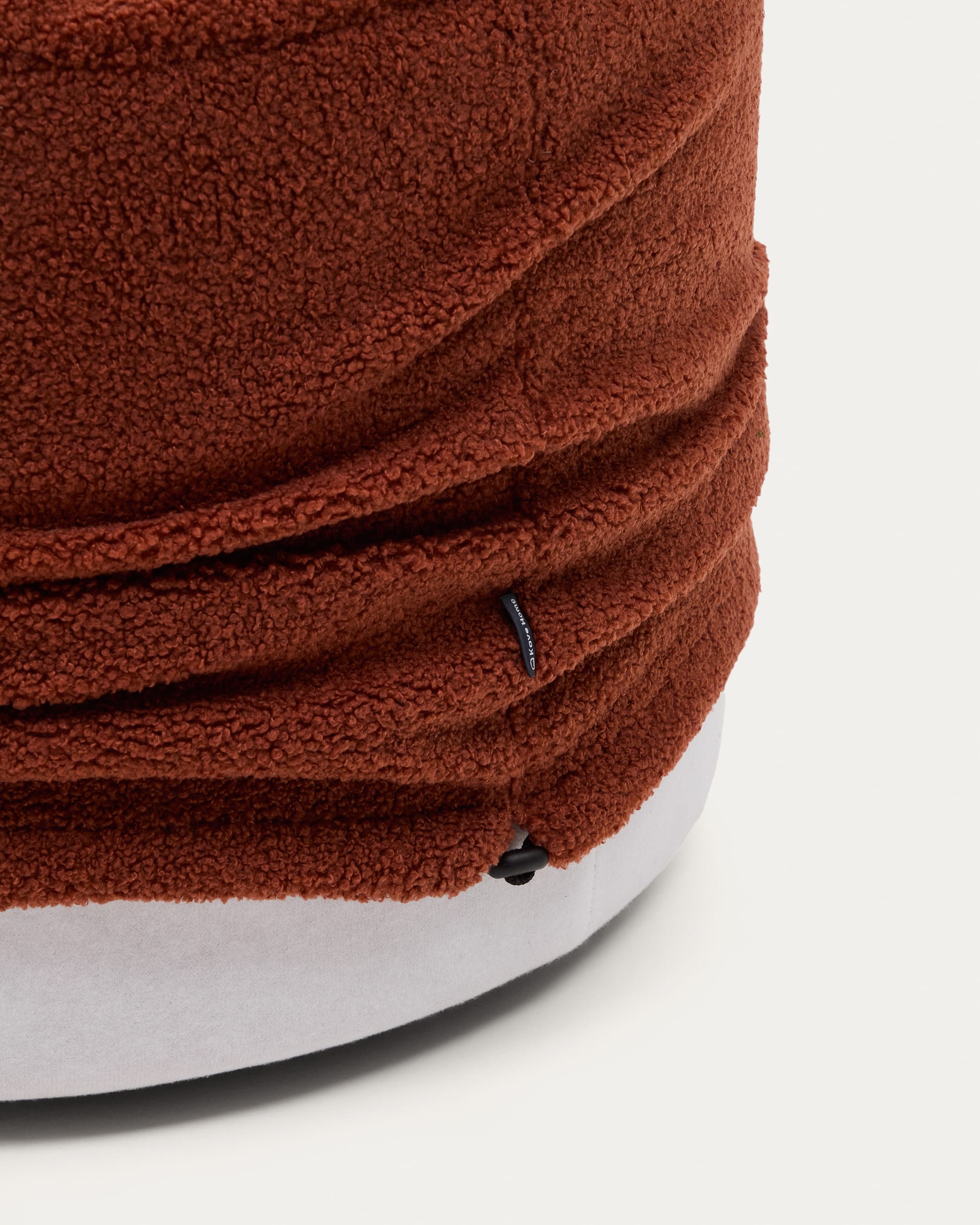 Kaeli footrest with removable cover in terracotta bouclé Ø 60 cm