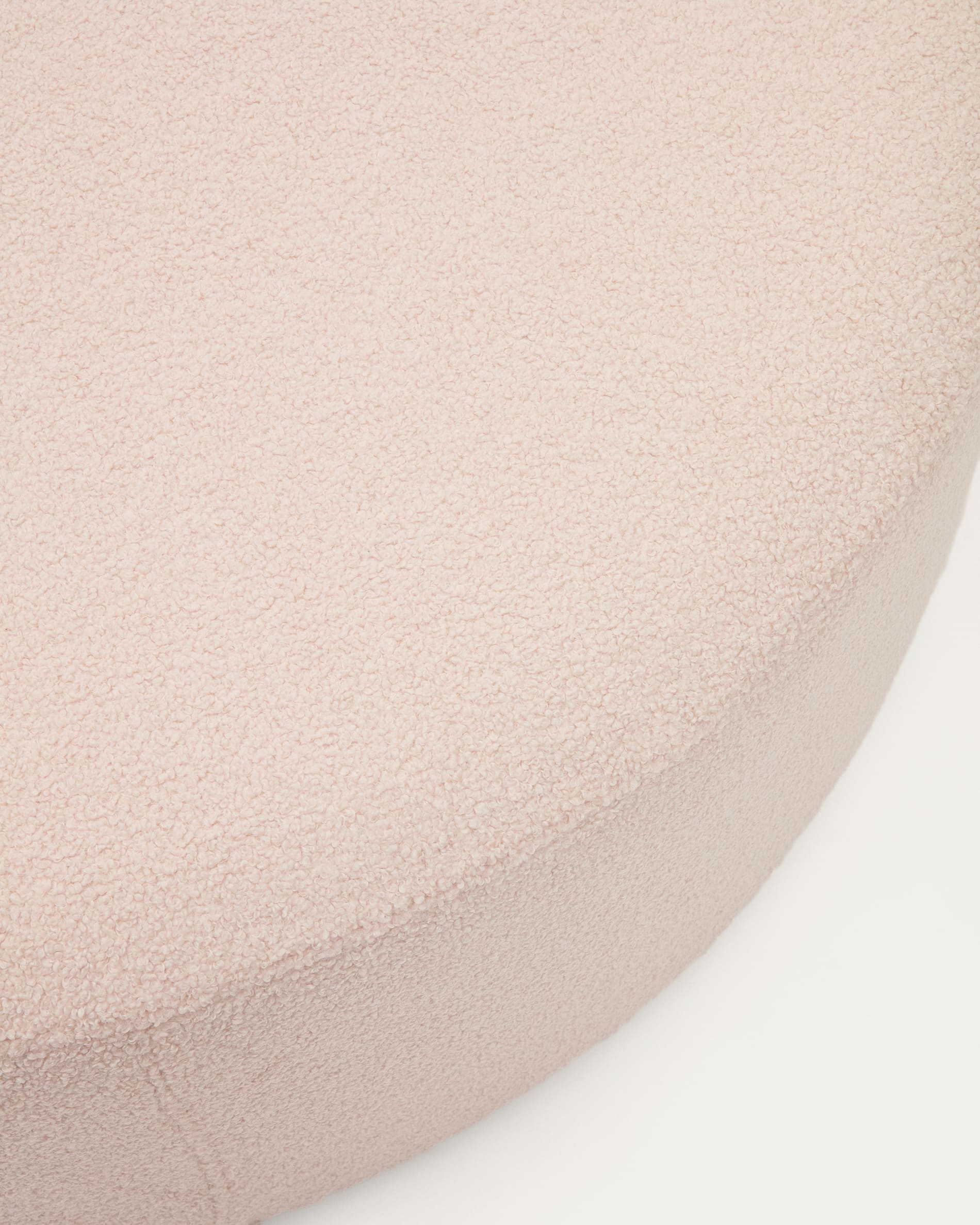 Kaeli footrest with removable cover in pink bouclé Ø 120 cm