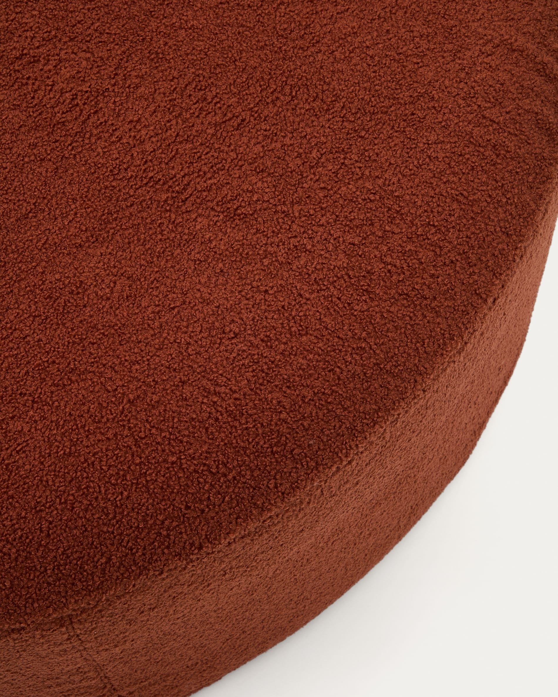 Kaeli footrest with removable cover in terracotta bouclé Ø 120 cm