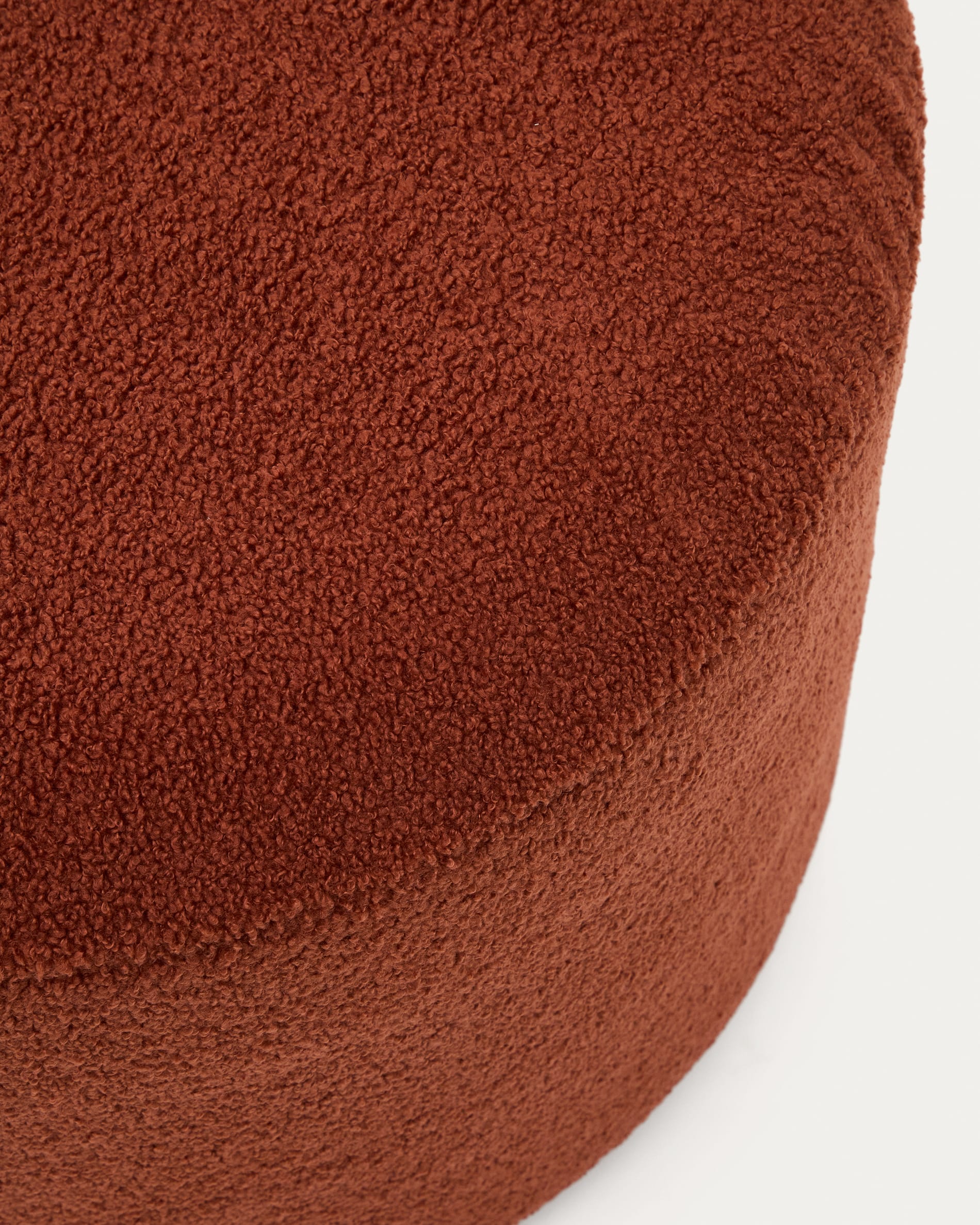 Kaeli footrest with removable cover in terracotta bouclé Ø 60 cm