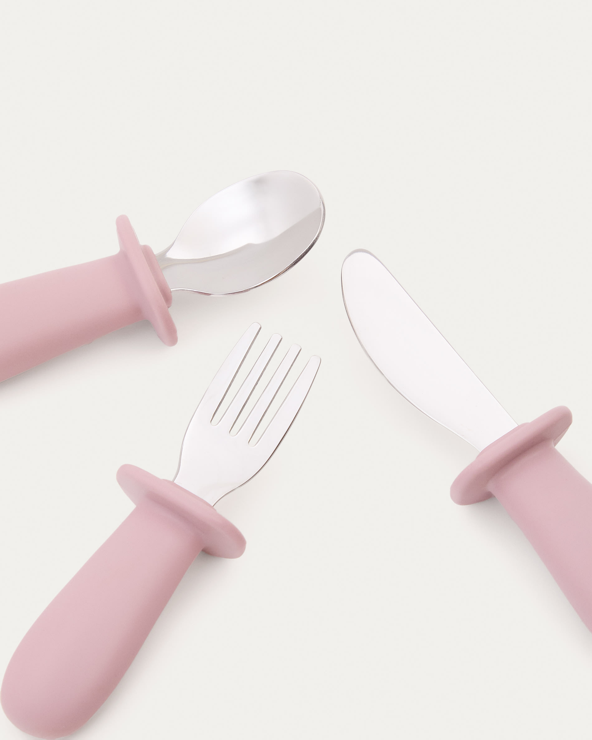 Lili knife, fork and spoon set in pink silicone