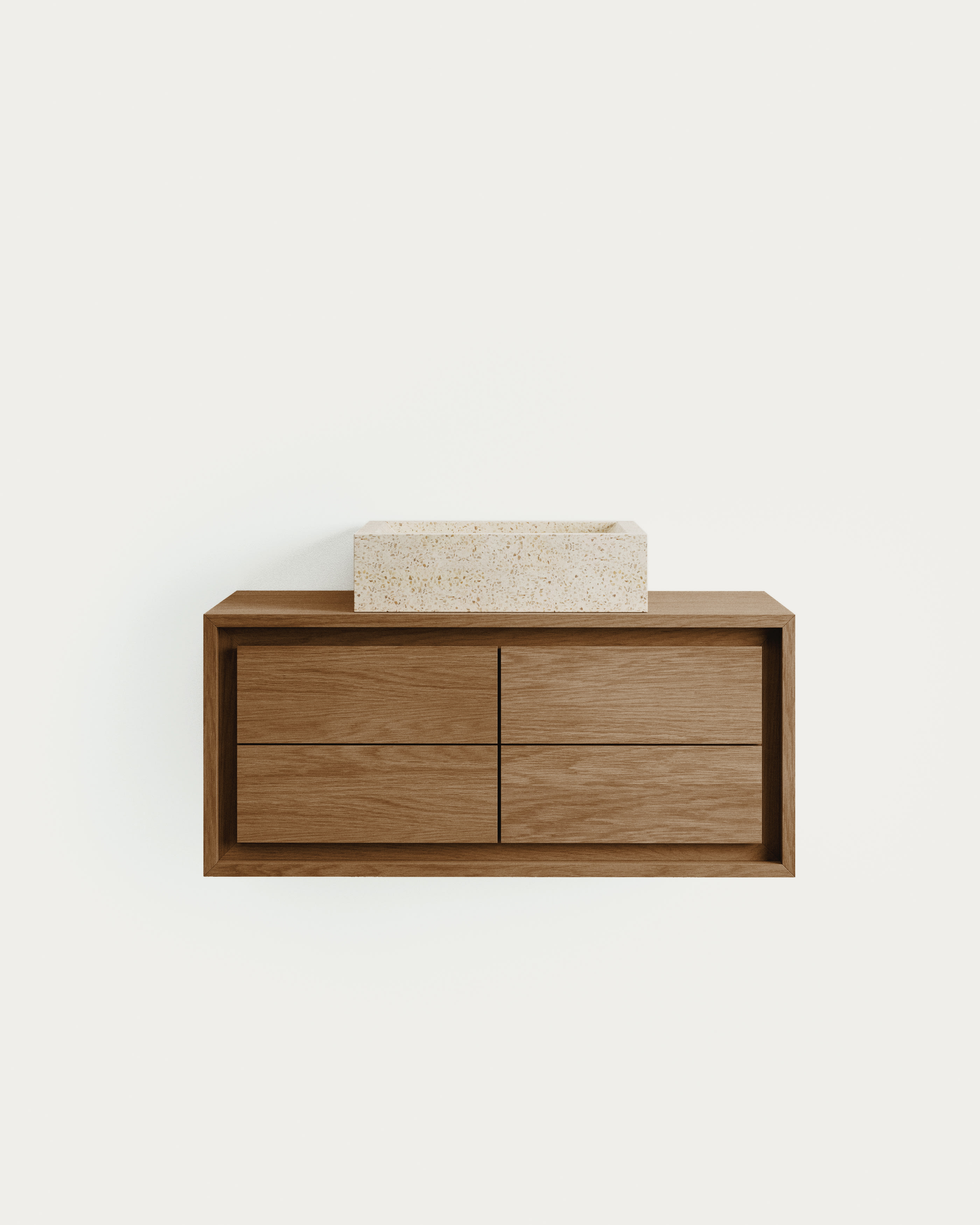 Kenta bathroom furniture in solid teak wood with a natural finish, 90 x 45 cm