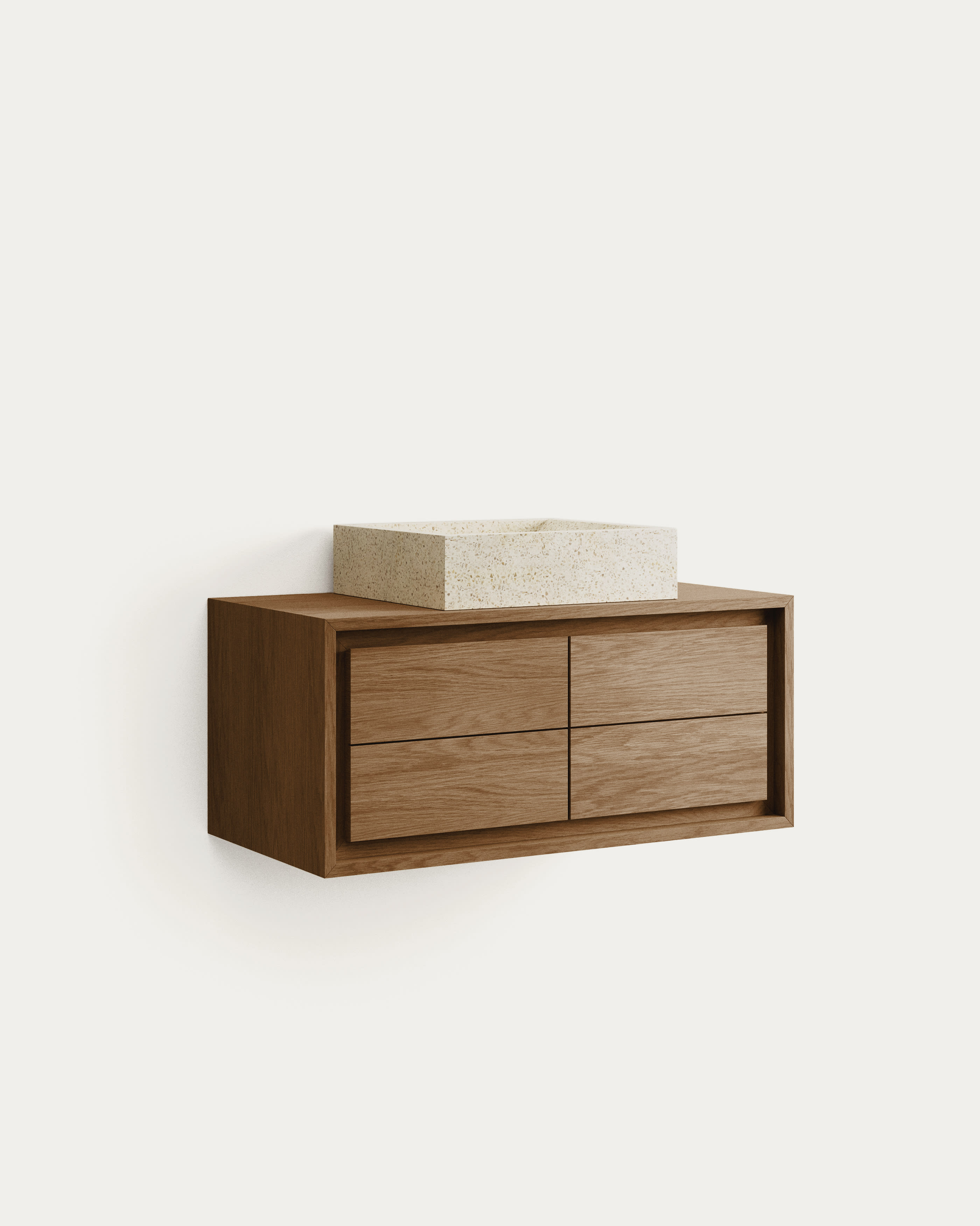 Kenta bathroom furniture in solid teak wood with a natural finish, 90 x 45 cm