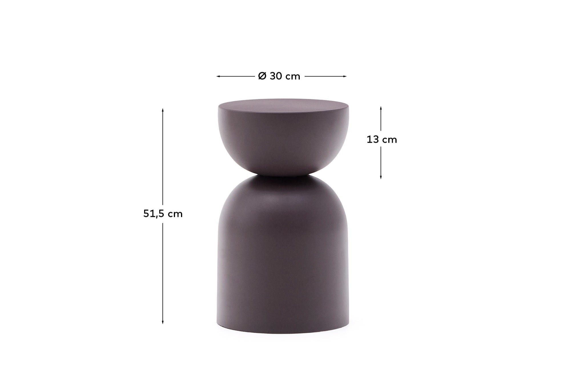 Side table Rachell made of metal with a purple painted finish Ø30 cm