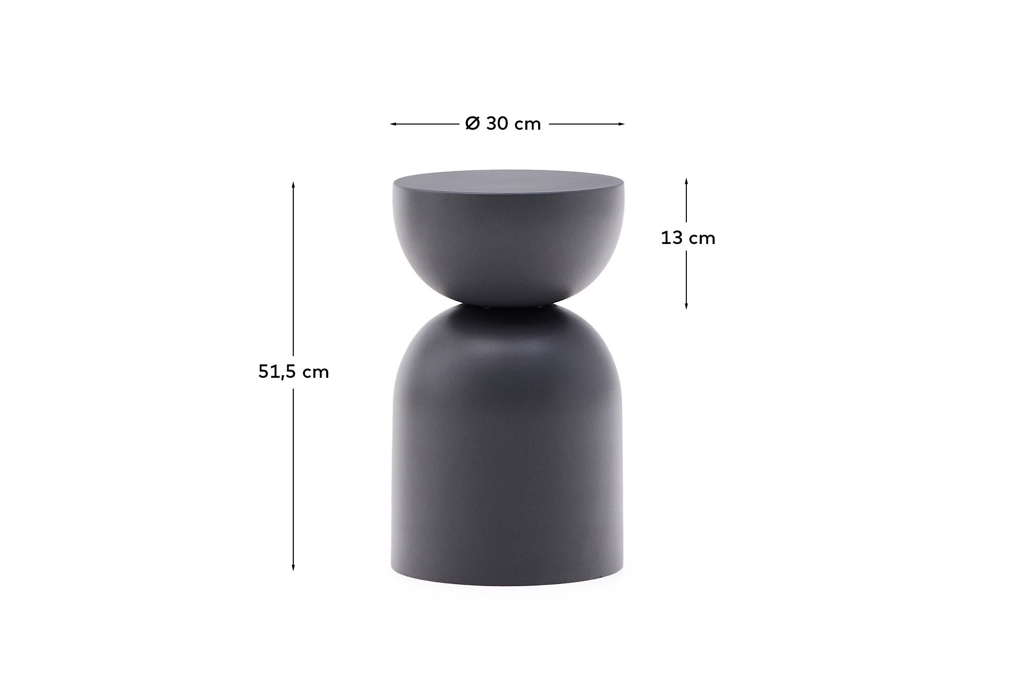 Side table Rachell made of metal with a grey painted finish Ø30 cm