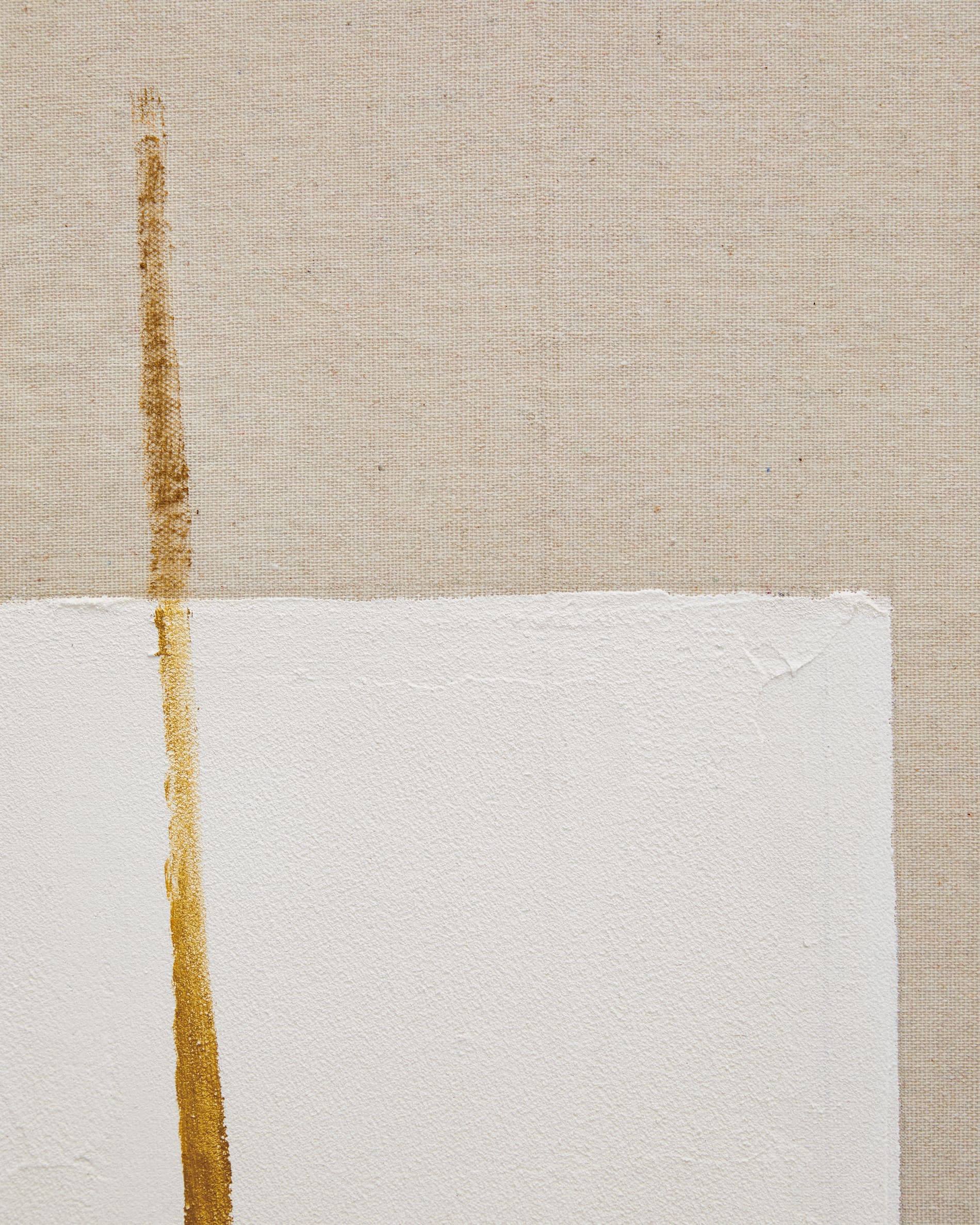 Salin abstract painting with a vertical beige linen stripe 80 x 100 cm
