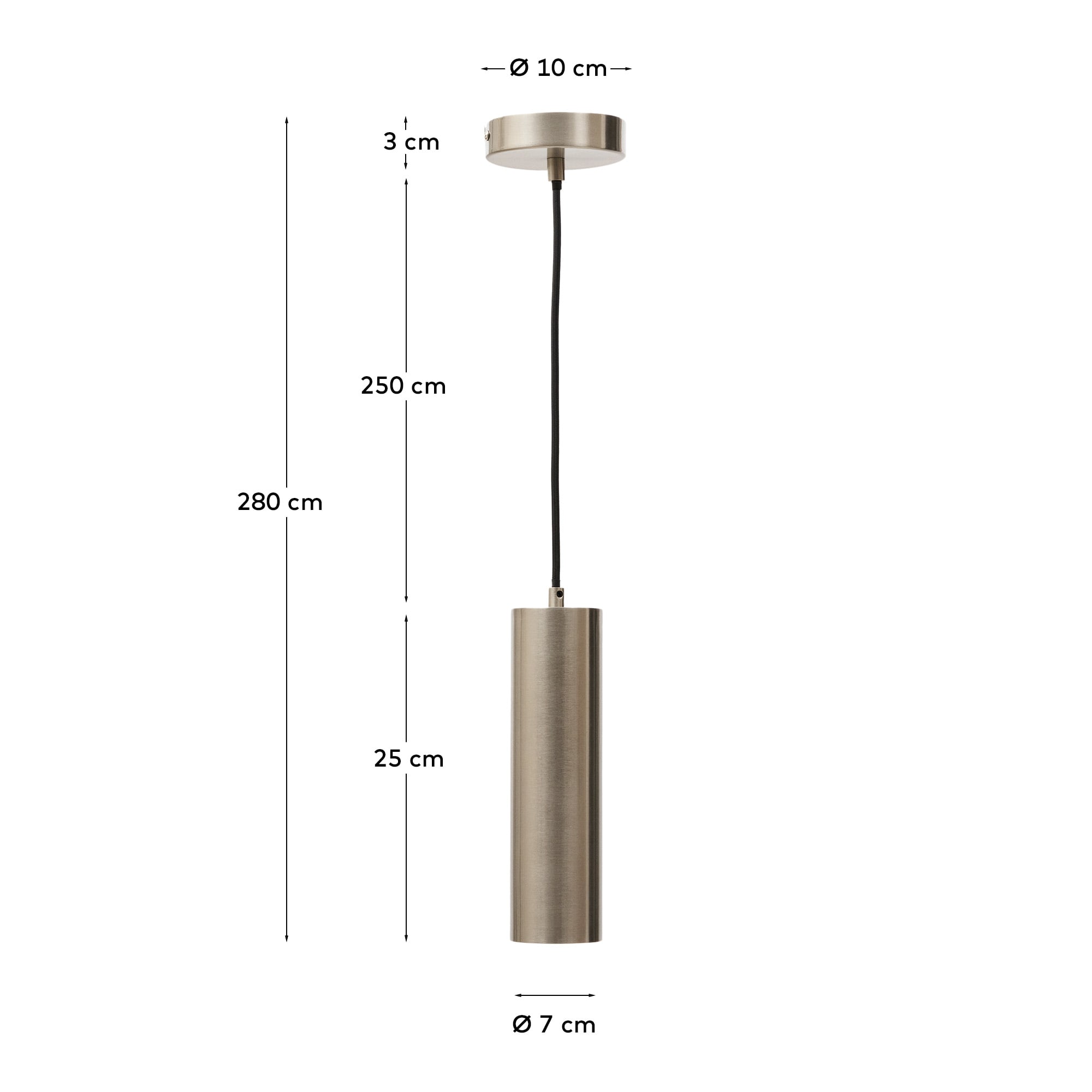 Andia aluminium ceiling lamp with brushed silver painted finish