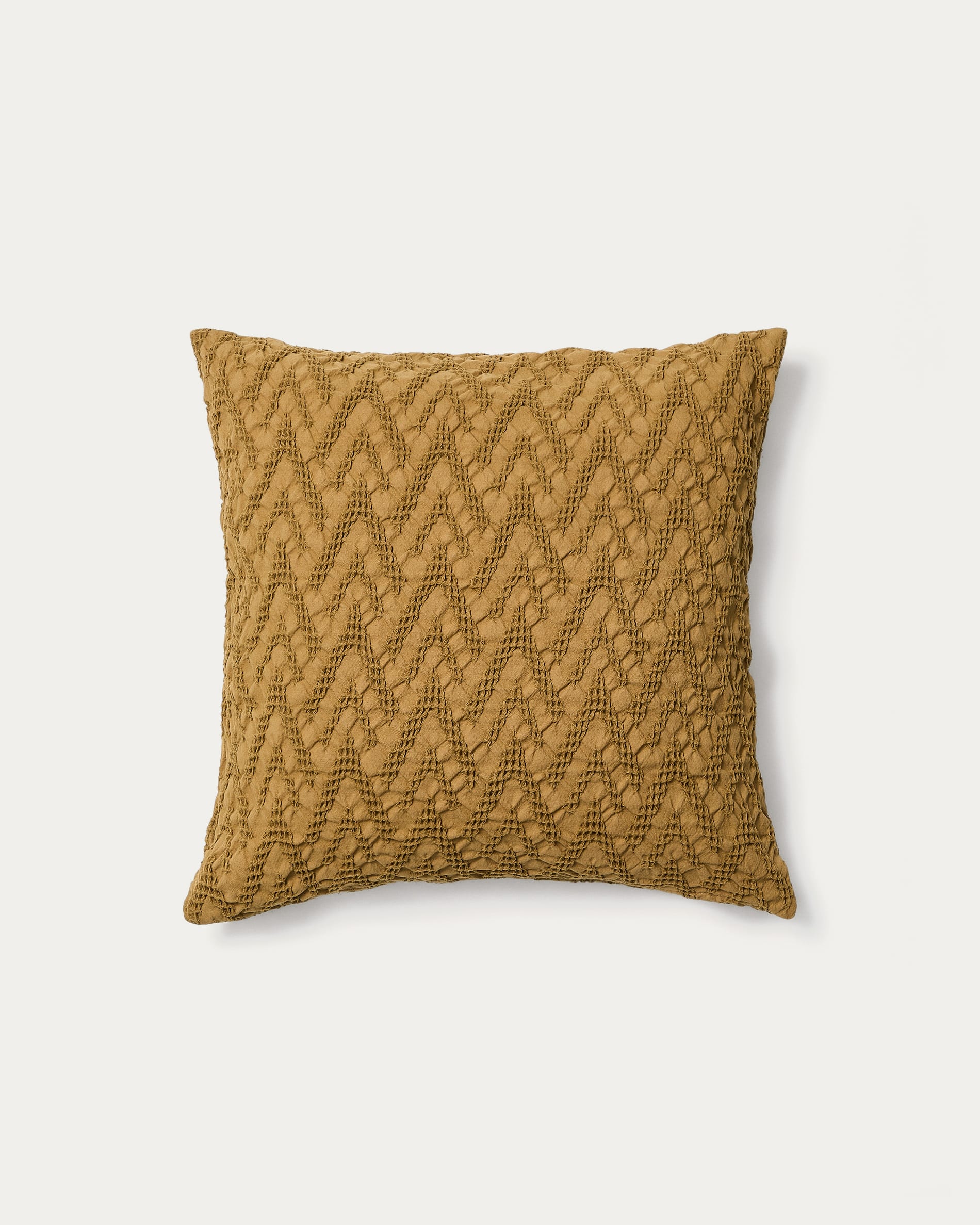 Evone cushion cover 100% cotton with waffle texture mustard 50 x 50 cm ...