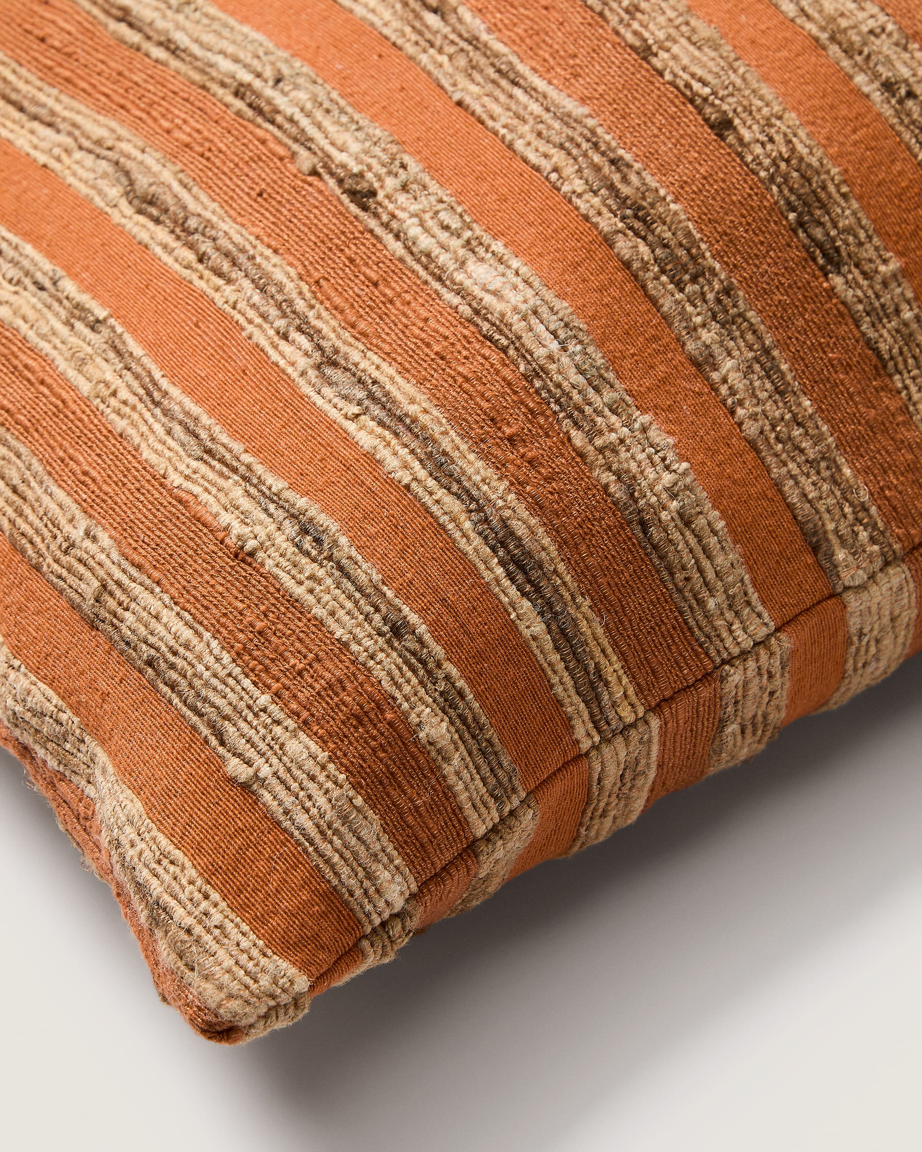 Dorevi orange striped silk blend jacquard cushion cover 40 x 60cm