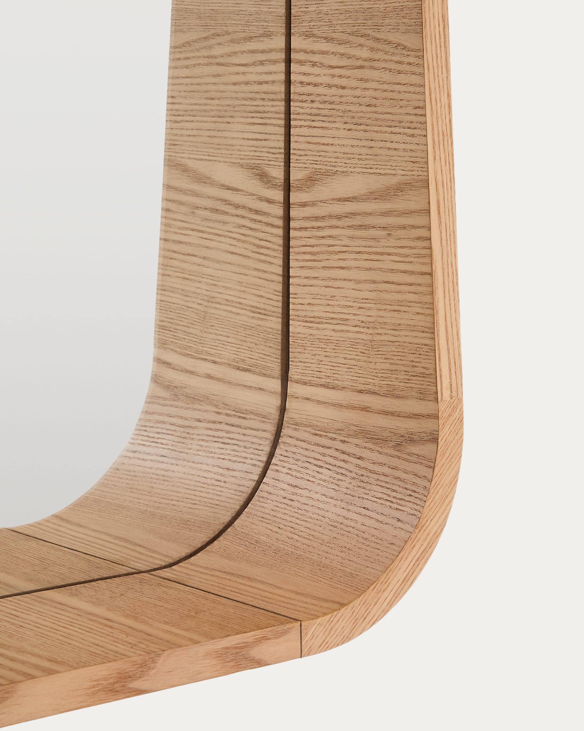 Salaya ash laminated plywood framed mirror in a natural finish, 90 x 60 cm