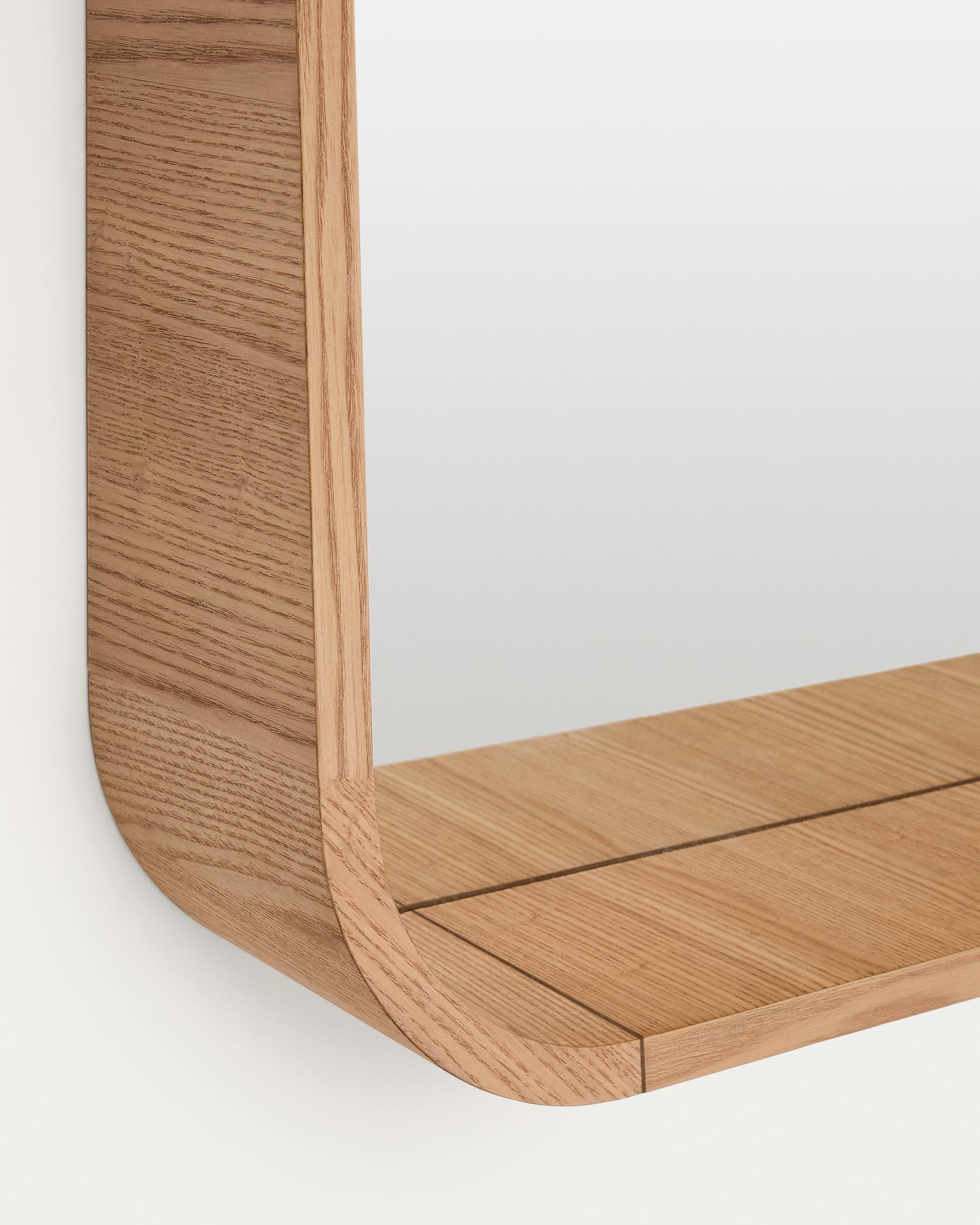 Salaya ash laminated plywood framed mirror in a natural finish, 90 x 60 cm