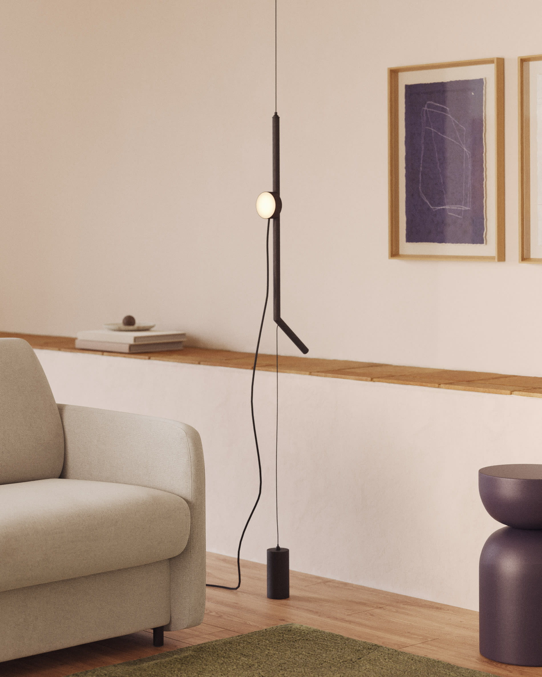 Orey black metal lamp stand with multi-position spotlight