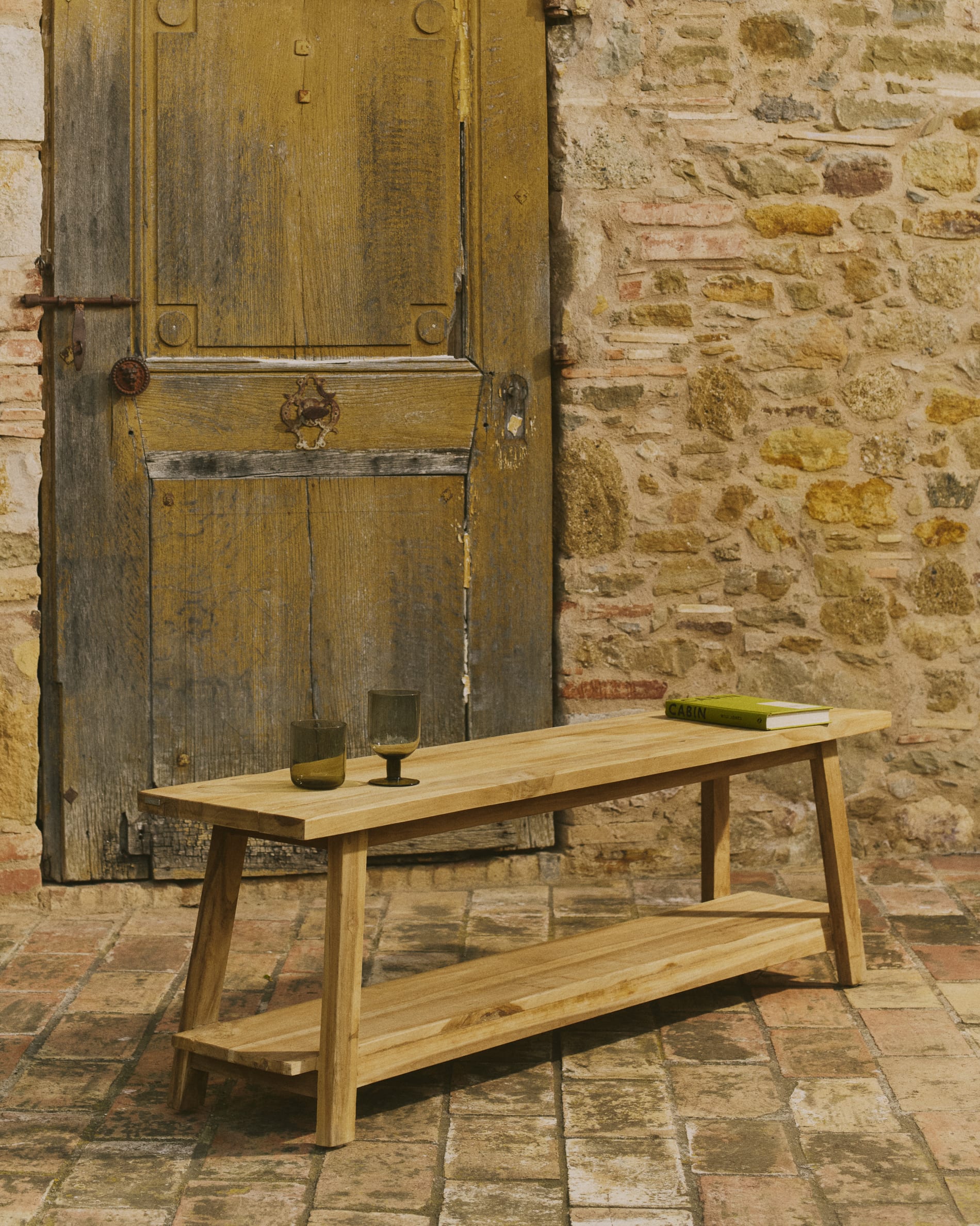 Banc Safara bois de tek recyclé — Kave Home