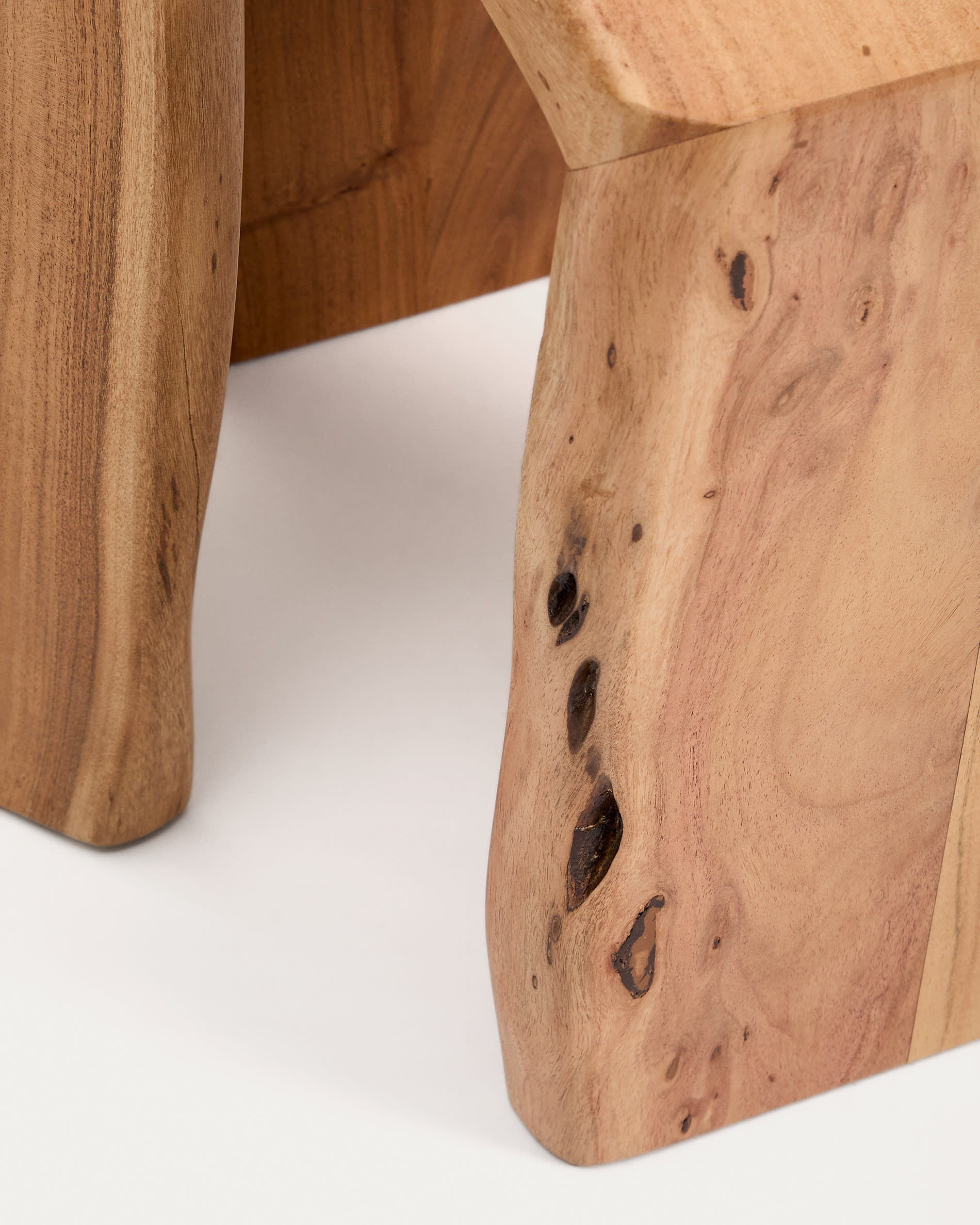Lomiri set of 2 nesting side tables in solid acacia wood with bleached finish 50 x 42cm/34 x 42cm