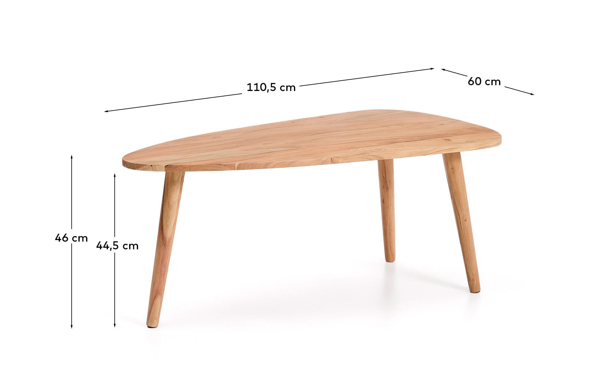 Duvani coffee table in solid acacia wood with bleached finish Ø110 x 60cm