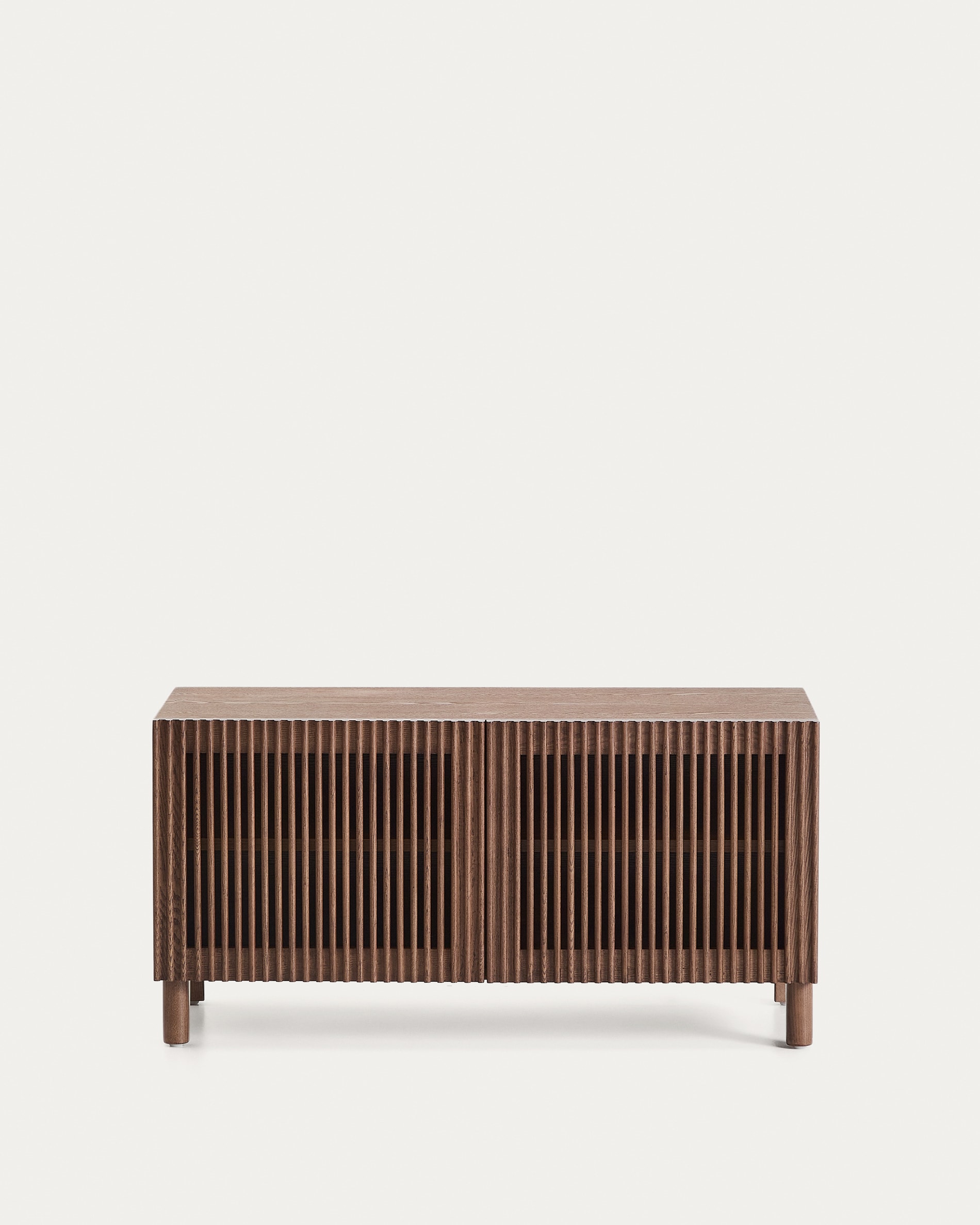 Beyla shoe cabinet with 2 doors in ash veneer and solid ash wood with walnut-tone finish 98.5 cm FSC 100%