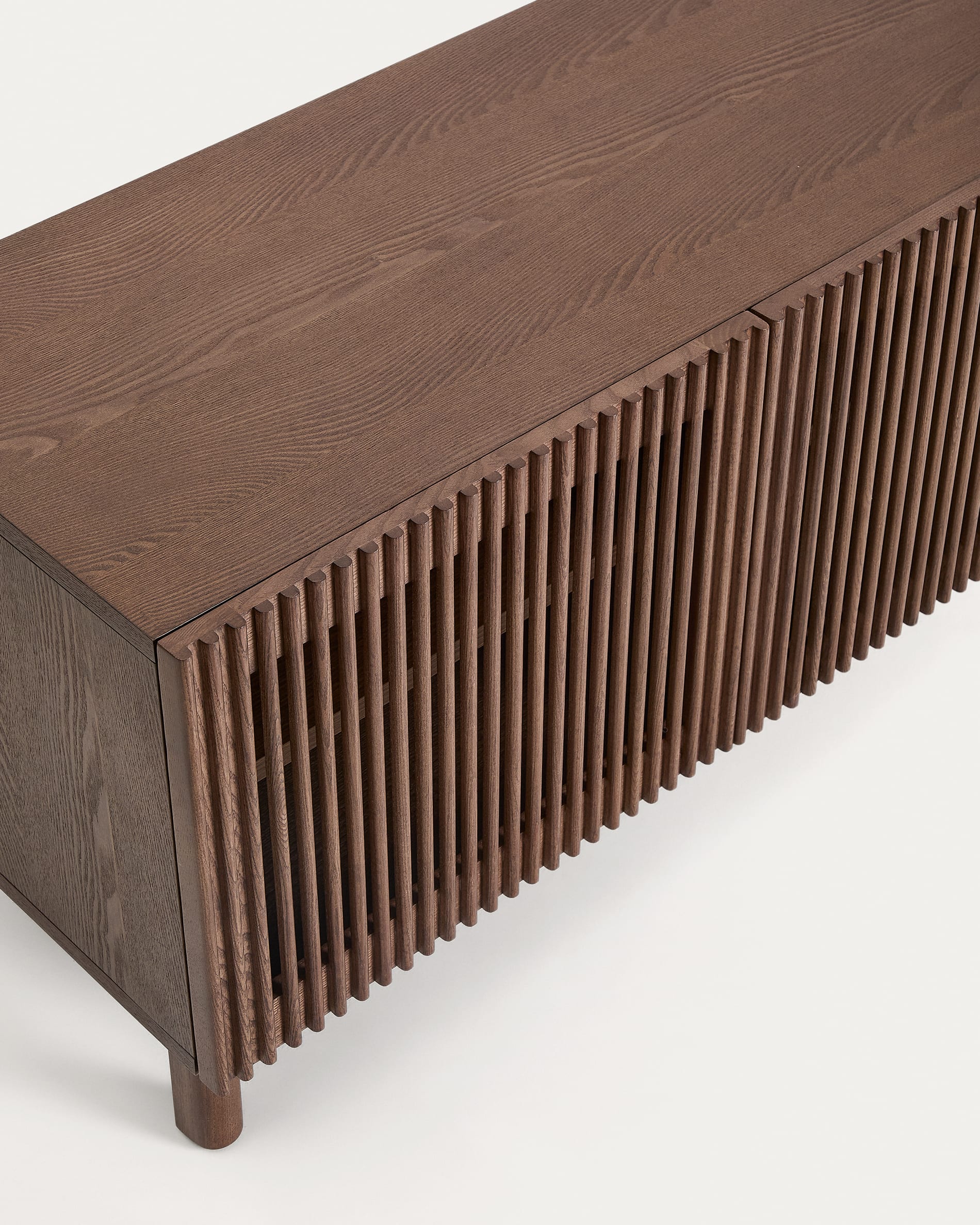 Beyla shoe cabinet with 2 doors in ash veneer and solid ash wood with walnut-tone finish 98.5 cm FSC 100%