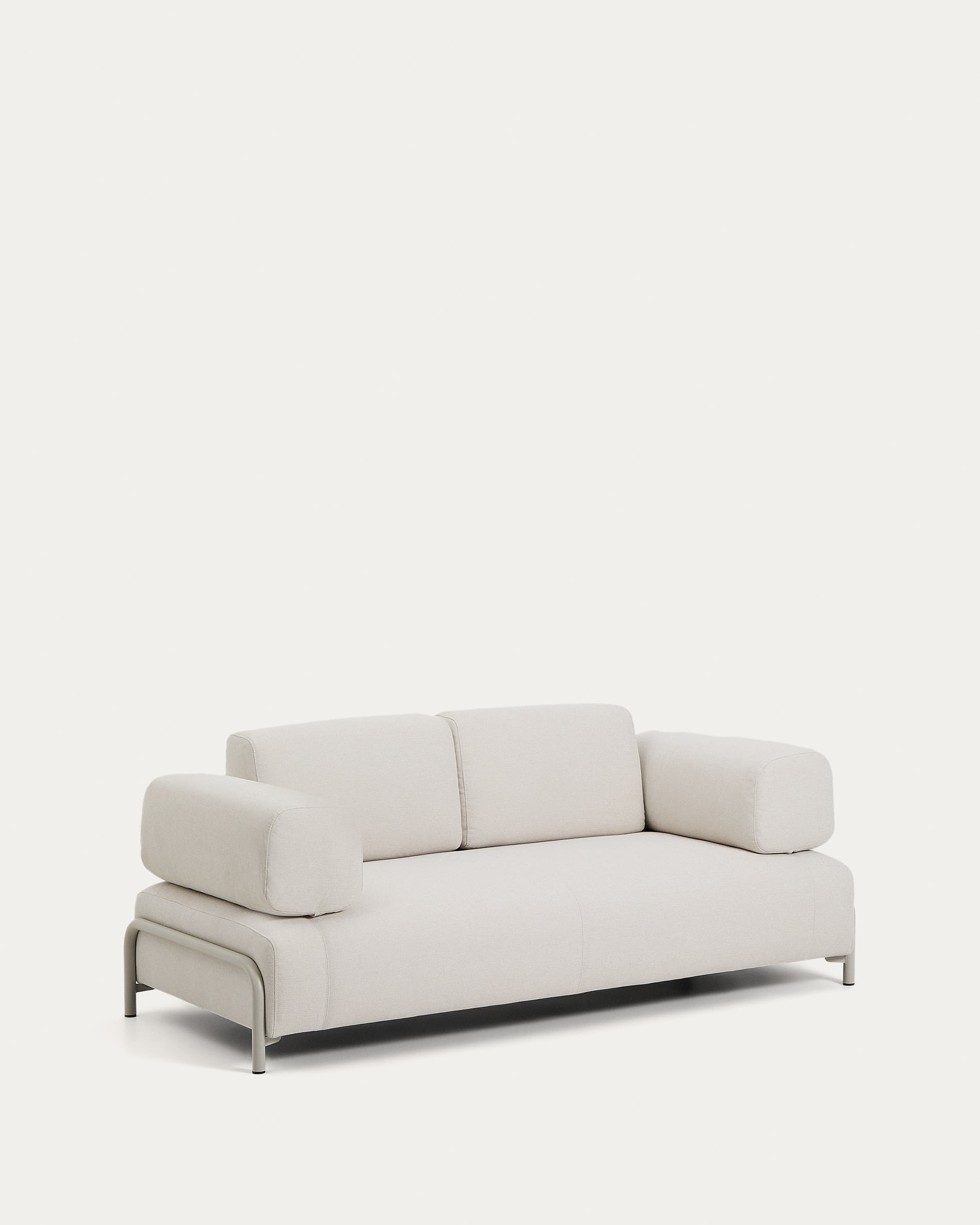 Compo 2-seater sofa in ecru chenille with beige metal frame 200 cm FSC Mix Credit
