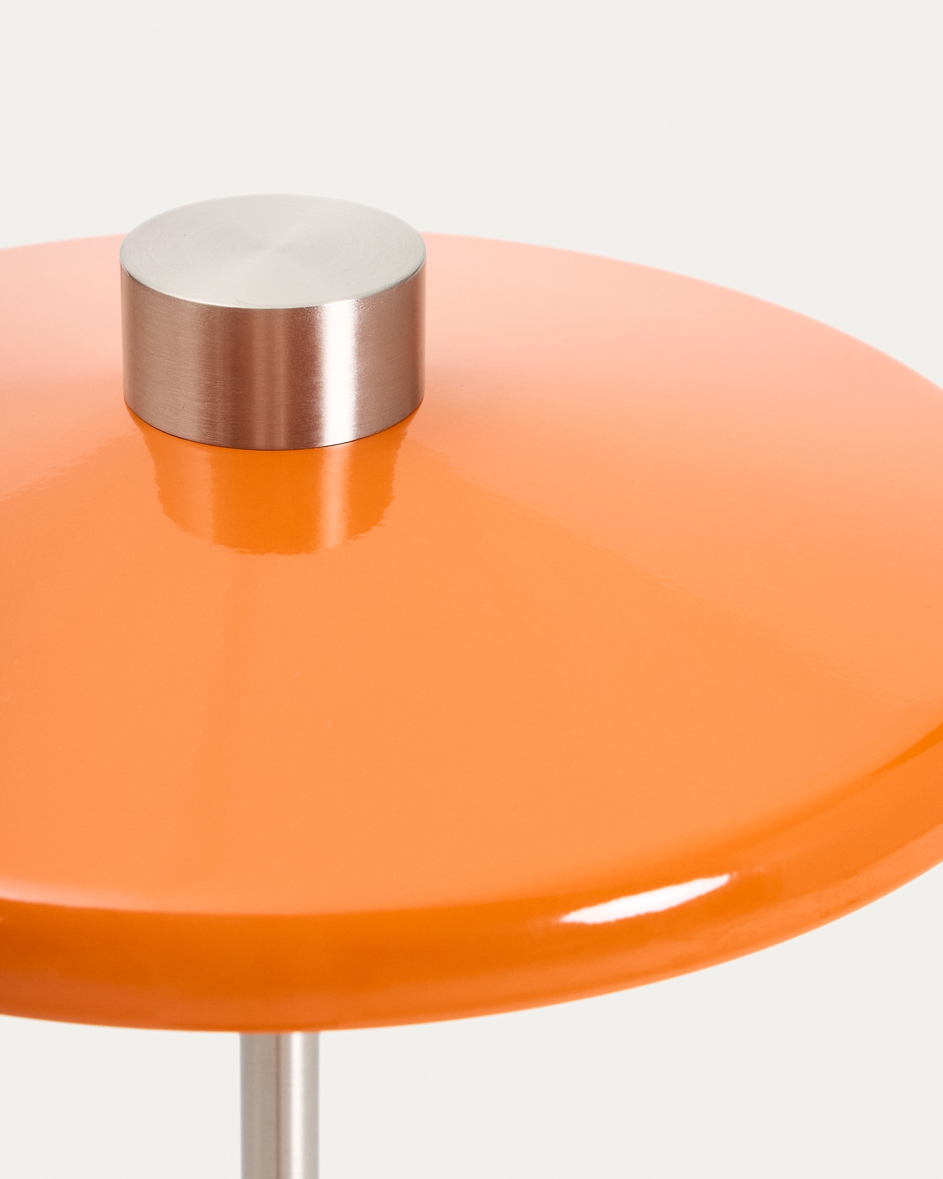 Nuvira floor lamp in light grey brushed metal and orange lampshade