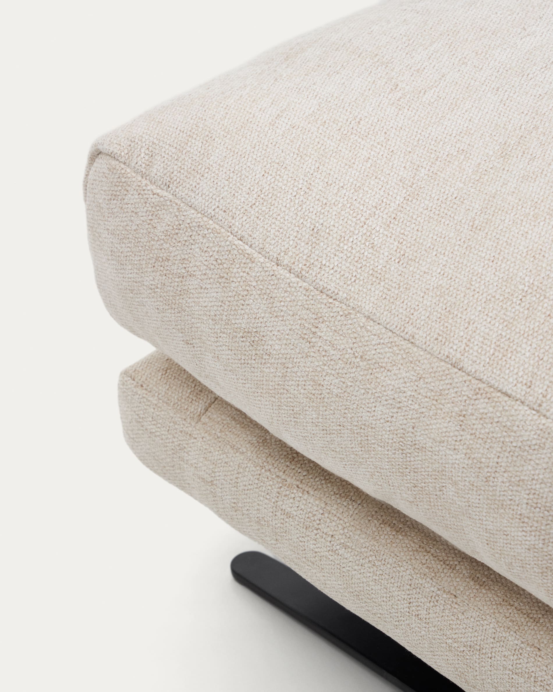 Veliro beige chenille footrest with black steel legs 85 x 90cm FSC Mix Credit