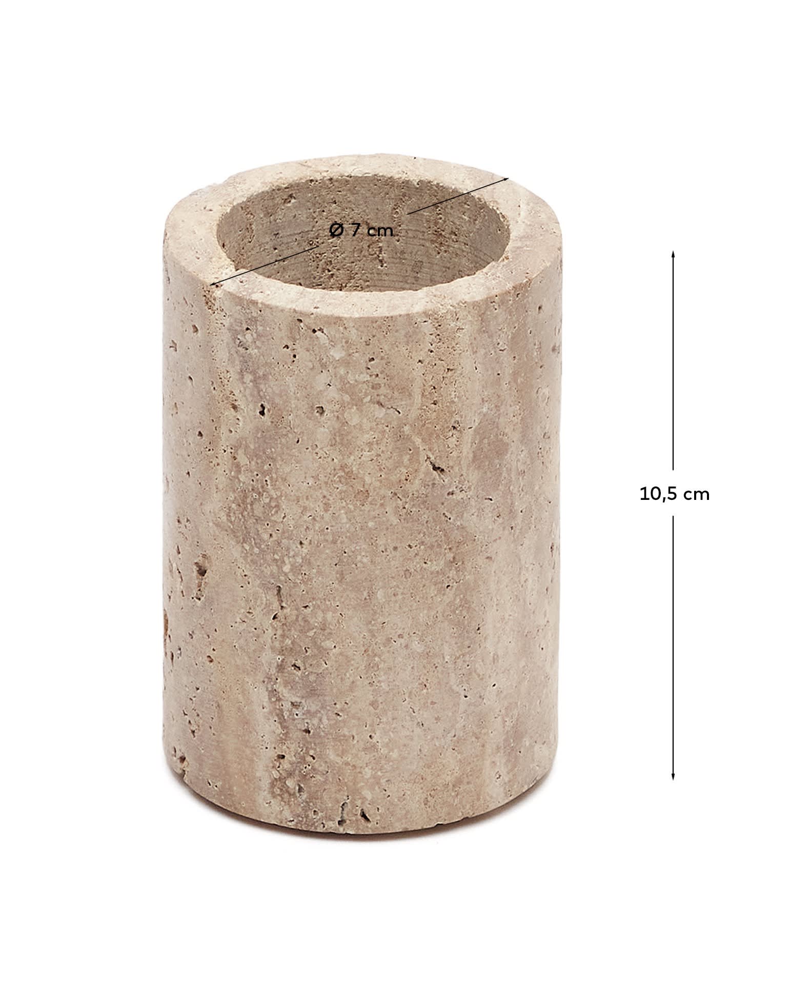 Macre beige travertine toothbrush holder