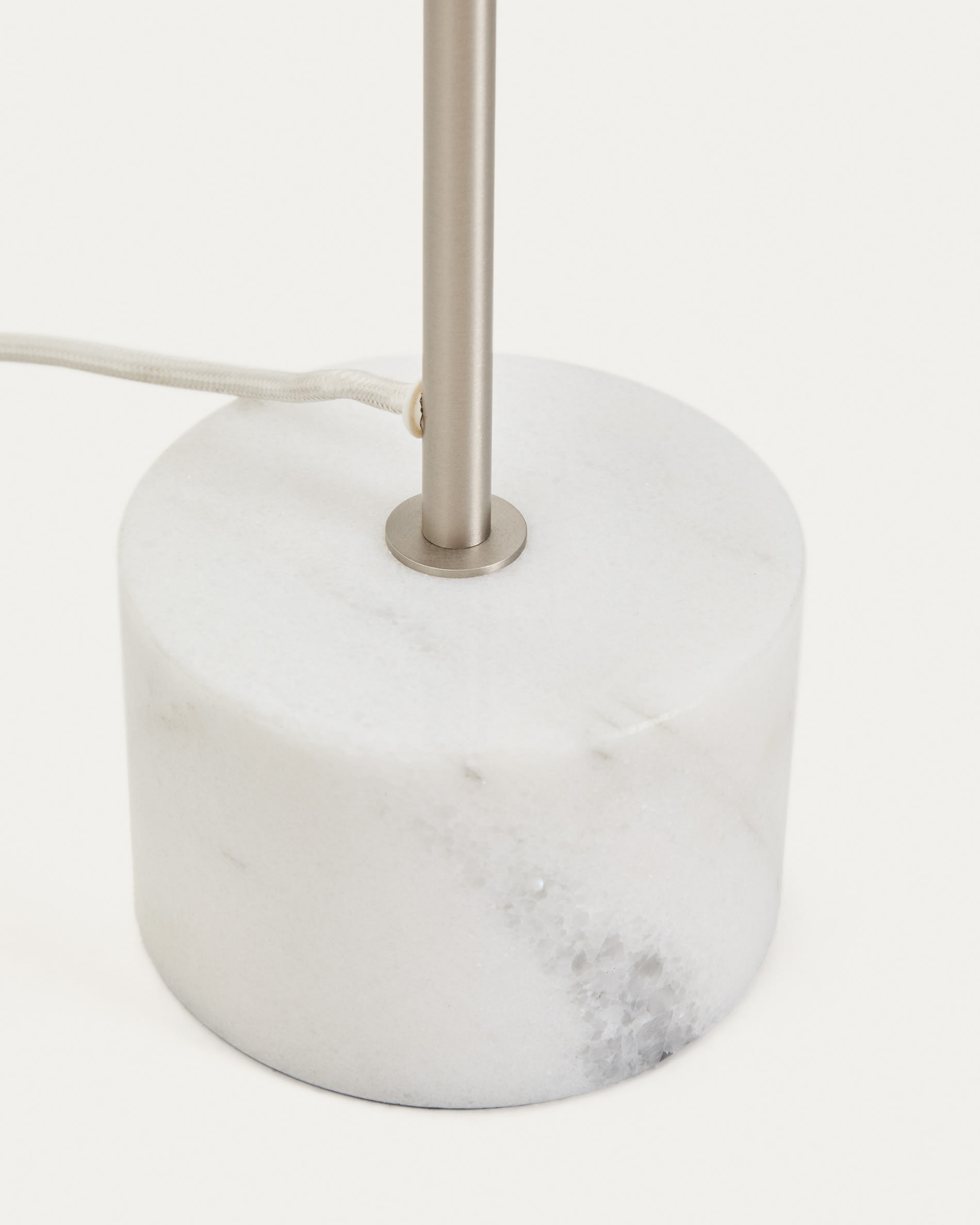 Lynor brushed steel floor lamp with white marble base