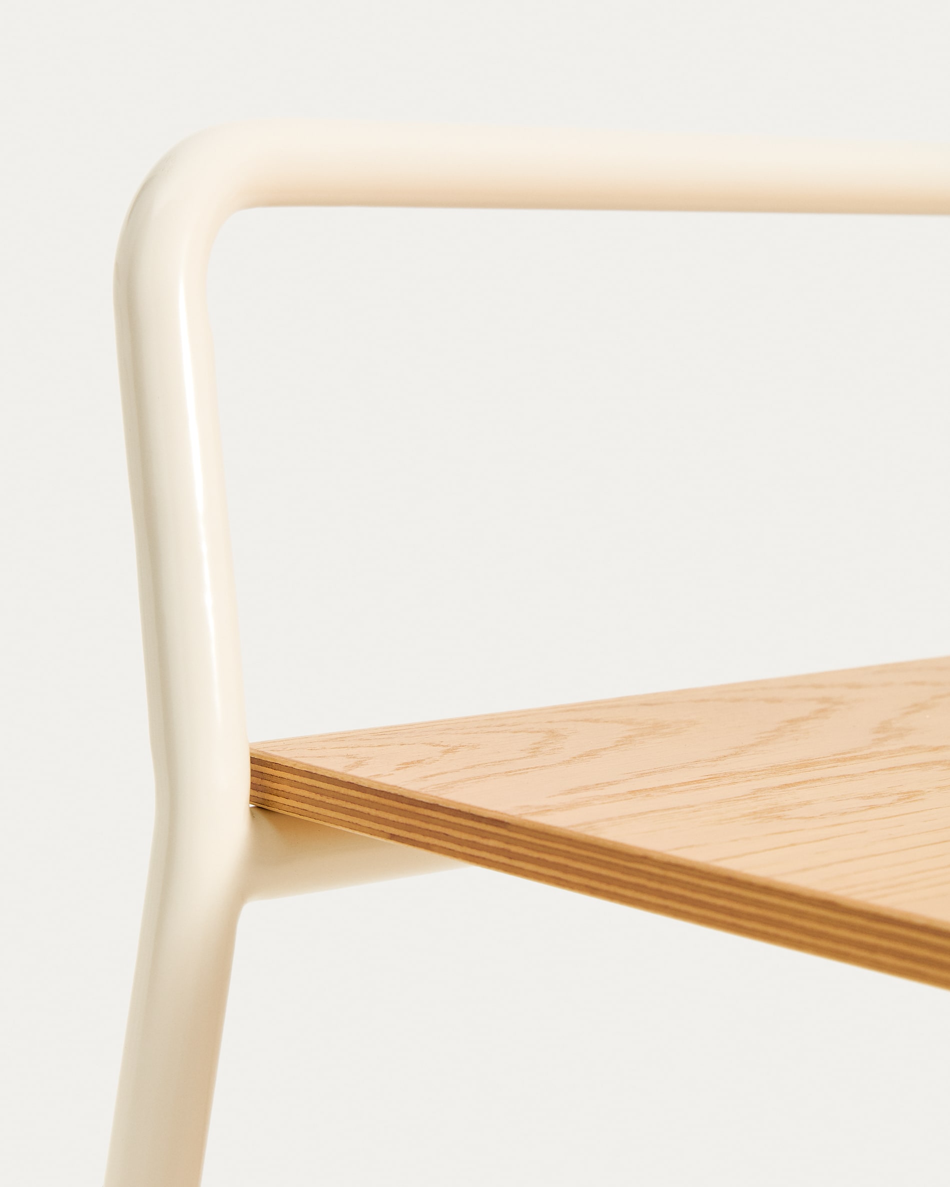 Tinn ash veneer bench with a beige metal structure, 75 cm