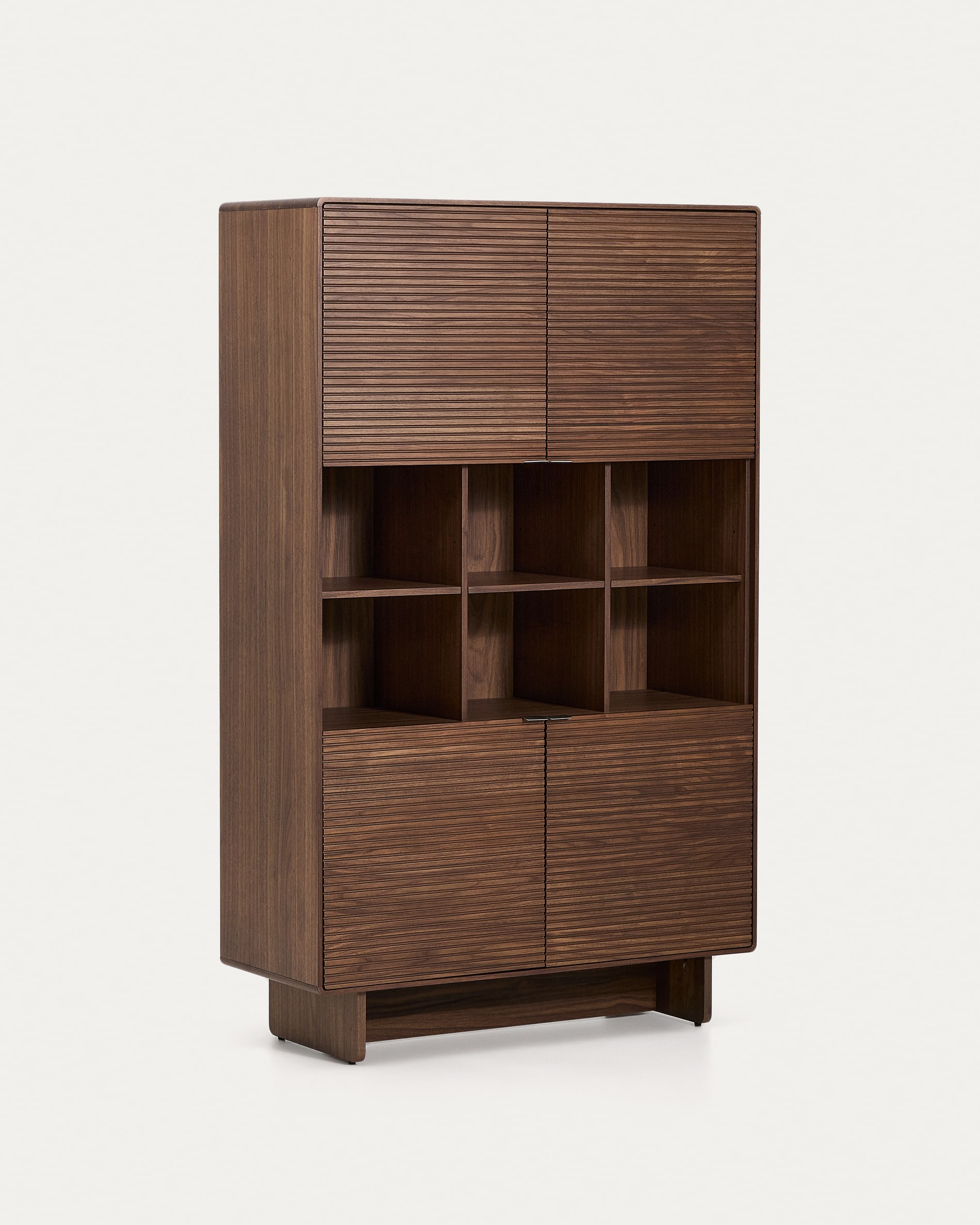 Norlen 4-door tall sideboard in walnut veneer FSC Mix Credit 100 x 163 cm
