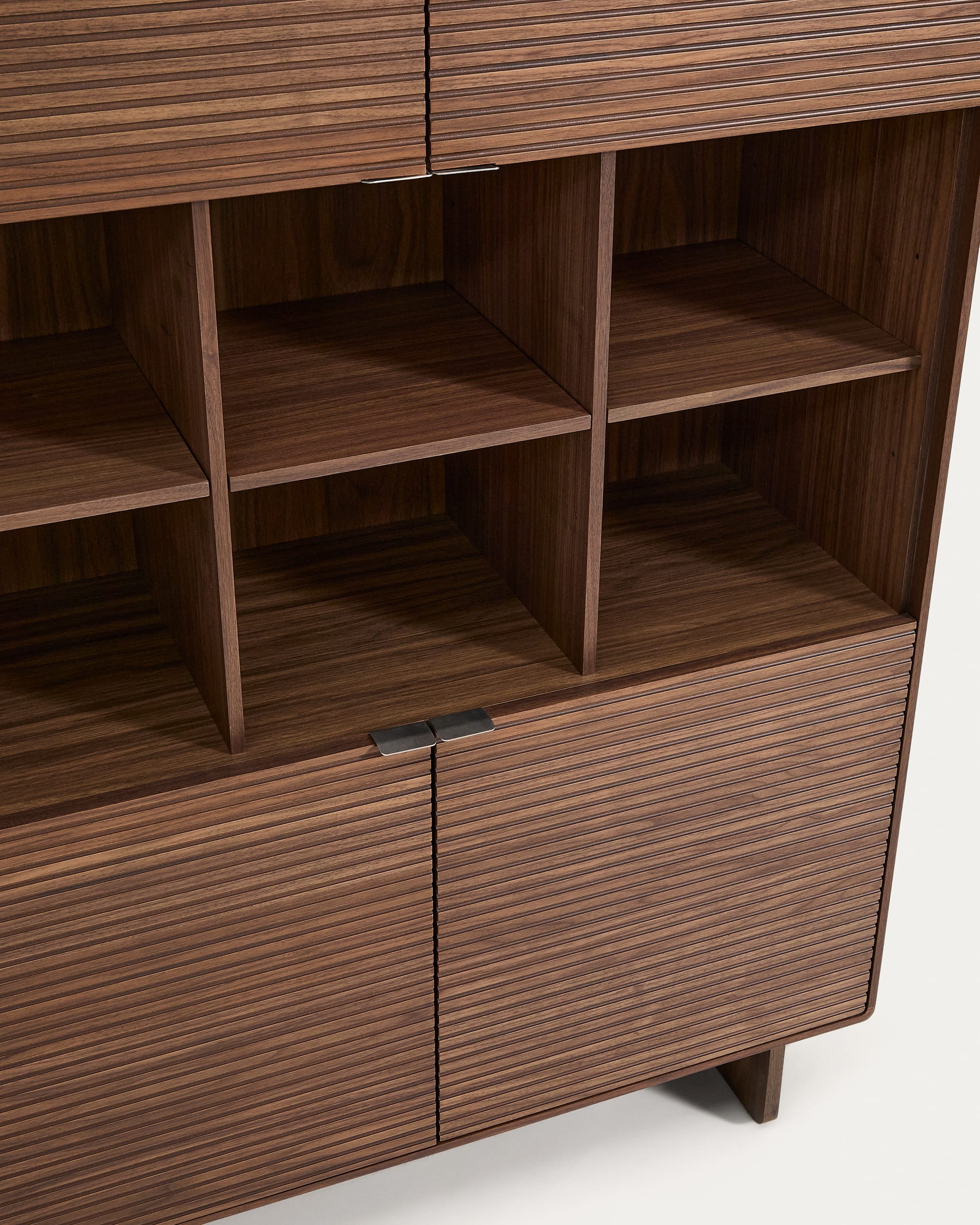 Norlen 4-door tall sideboard in walnut veneer FSC Mix Credit 100 x 163 cm