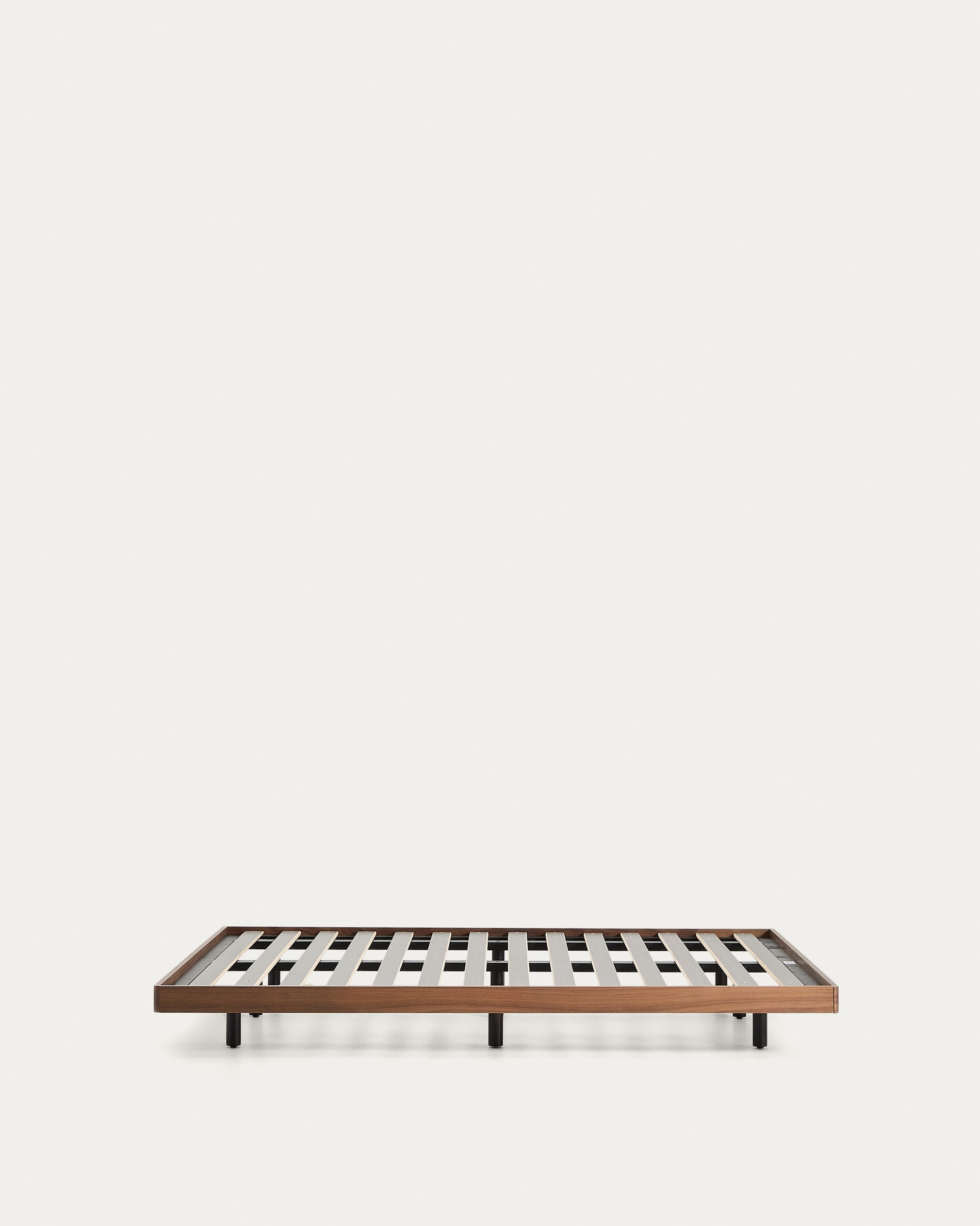 Norlen bed base in walnut veneer with dark finish for 180 x 200cm mattress FSC Mix Credit