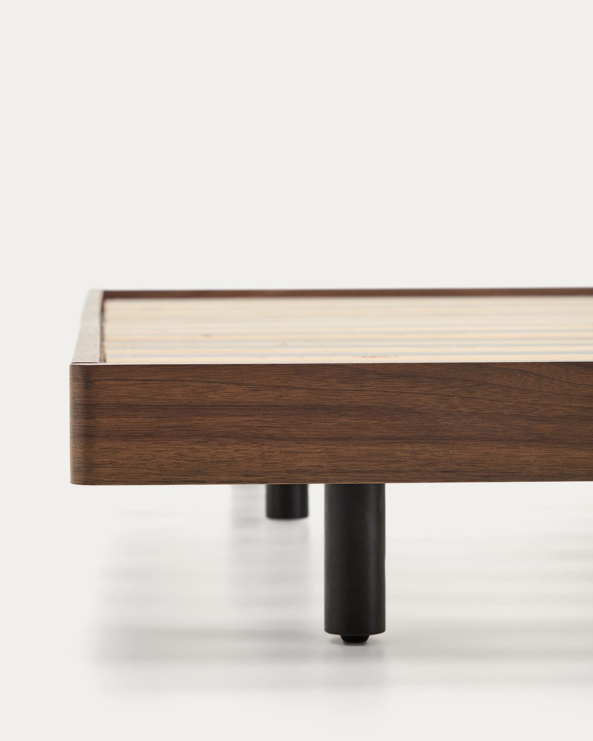 Norlen bed base in walnut veneer with dark finish for 180 x 200cm mattress FSC Mix Credit