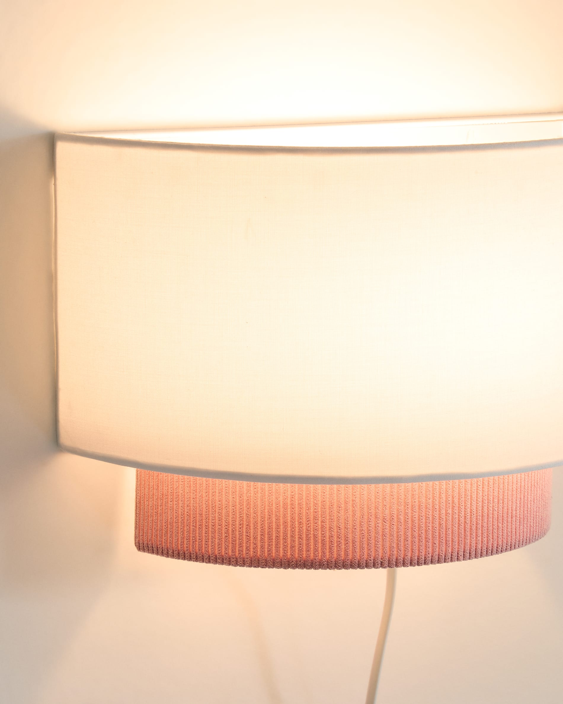Bianella cotton and pink corduroy wall light Ø 40cm