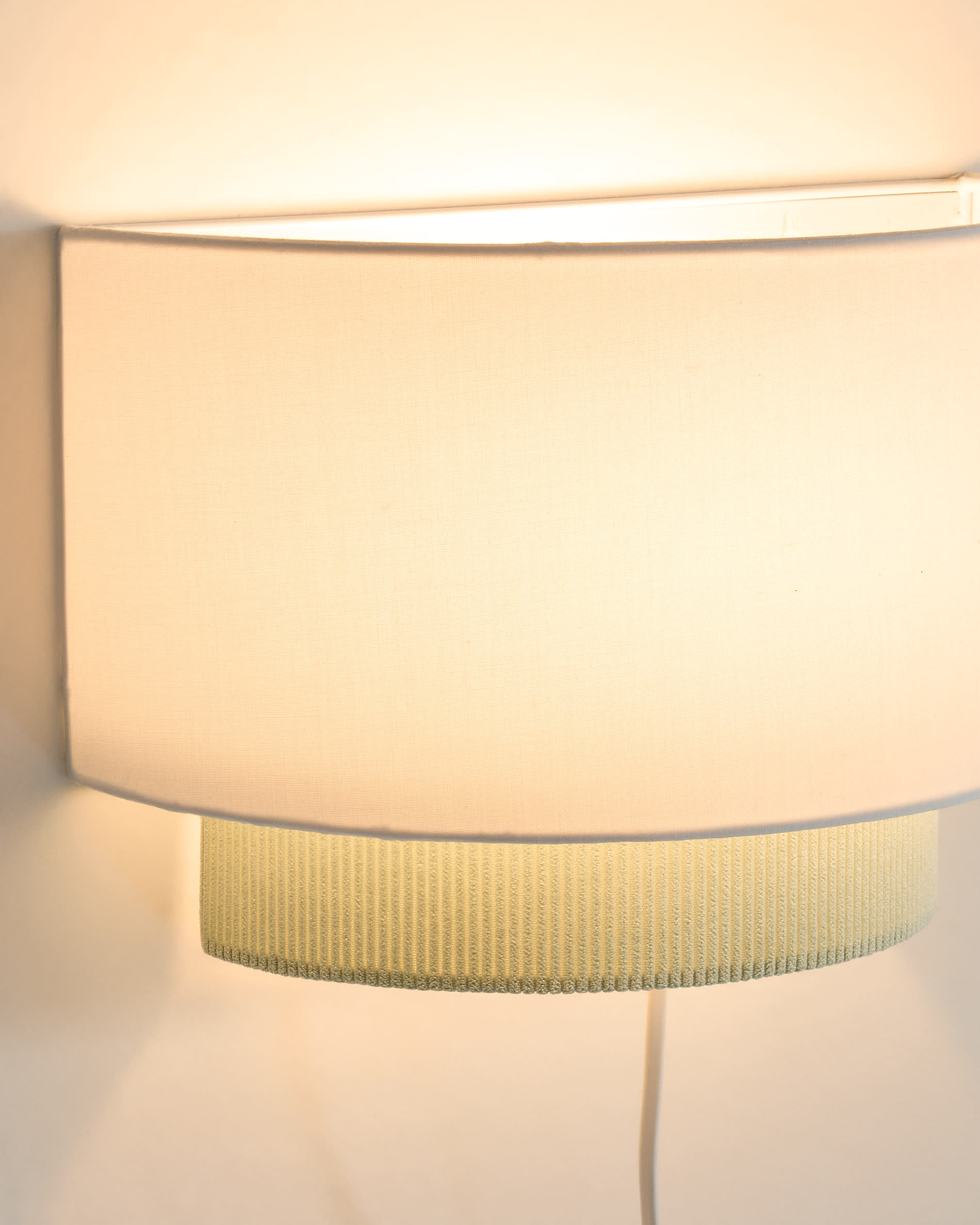 Bianella cotton and turquoise corduroy wall light Ø 40cm