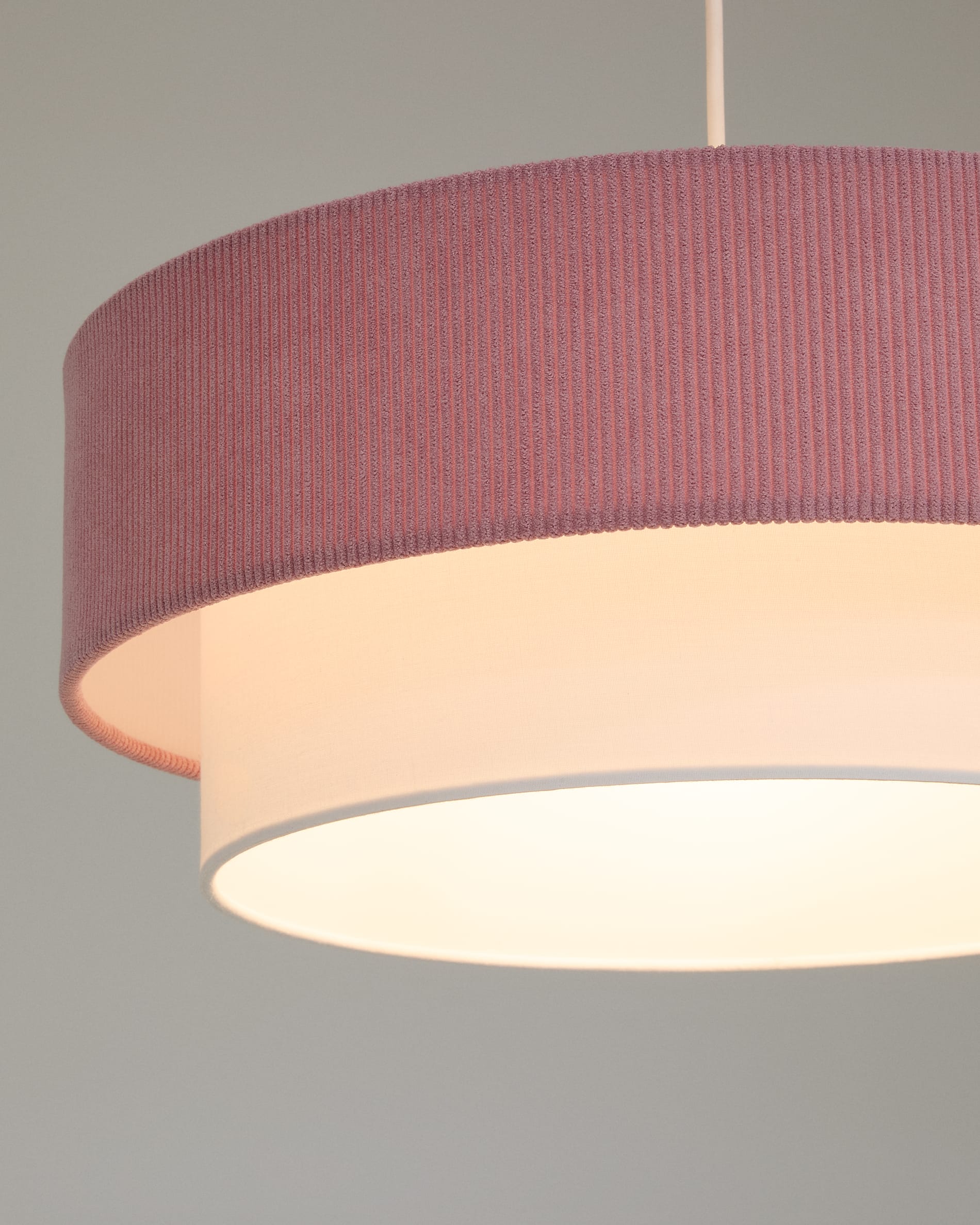 Bianella cotton and pink corduroy ceiling lamp