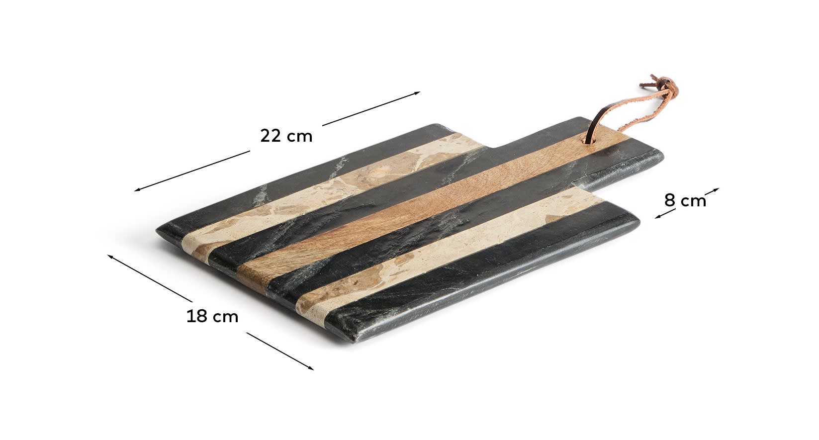 Surne serving board in black, brown and beige marble 30 x 18 cm