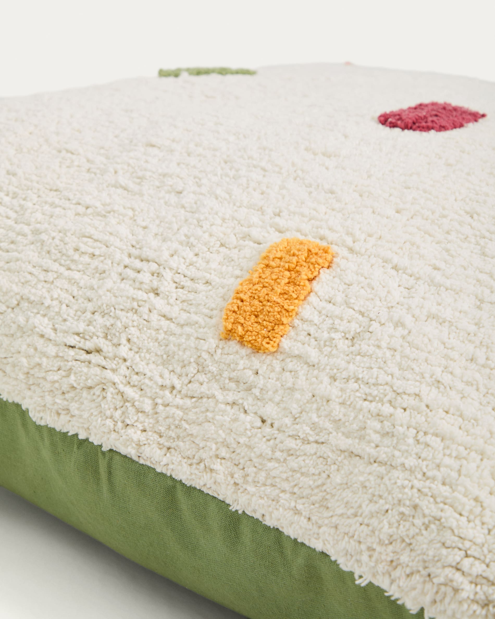 Epifania floor cushion cover 100% white cotton with multicolour dots