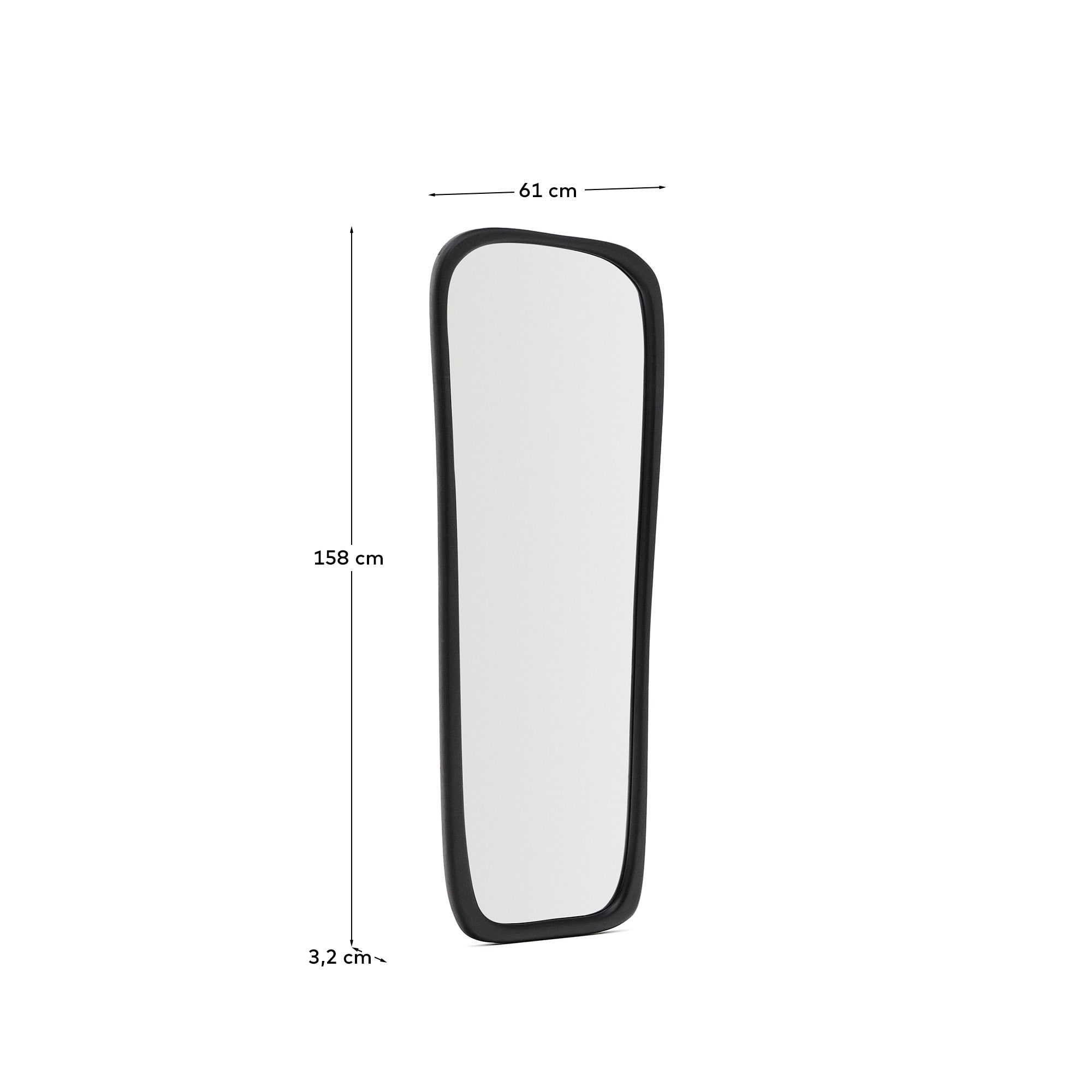Alura black teak wood mirror 158 x 61cm FSC 100%