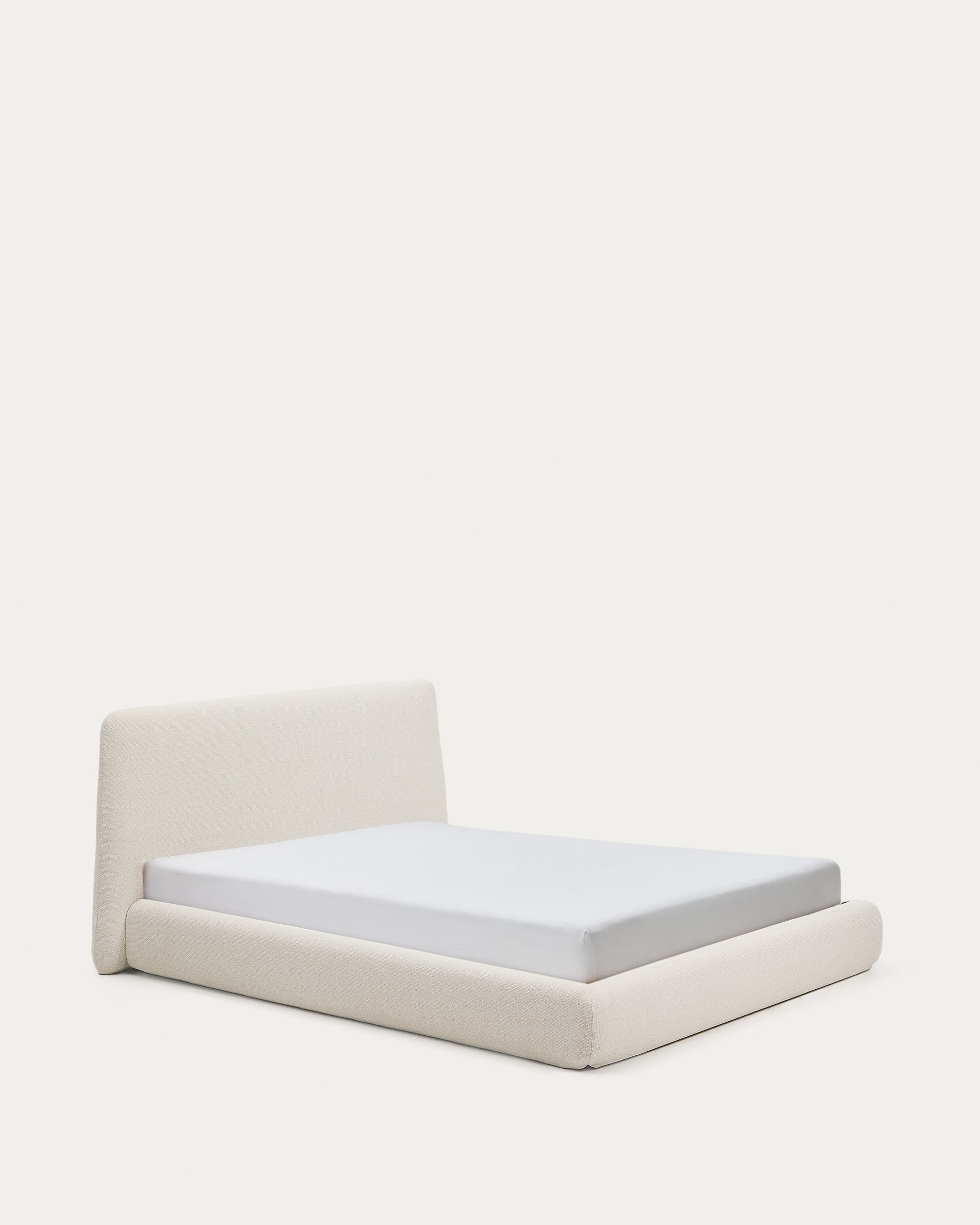 Martina bed with removable cover in ecru chenille for mattress 160 x 200cm