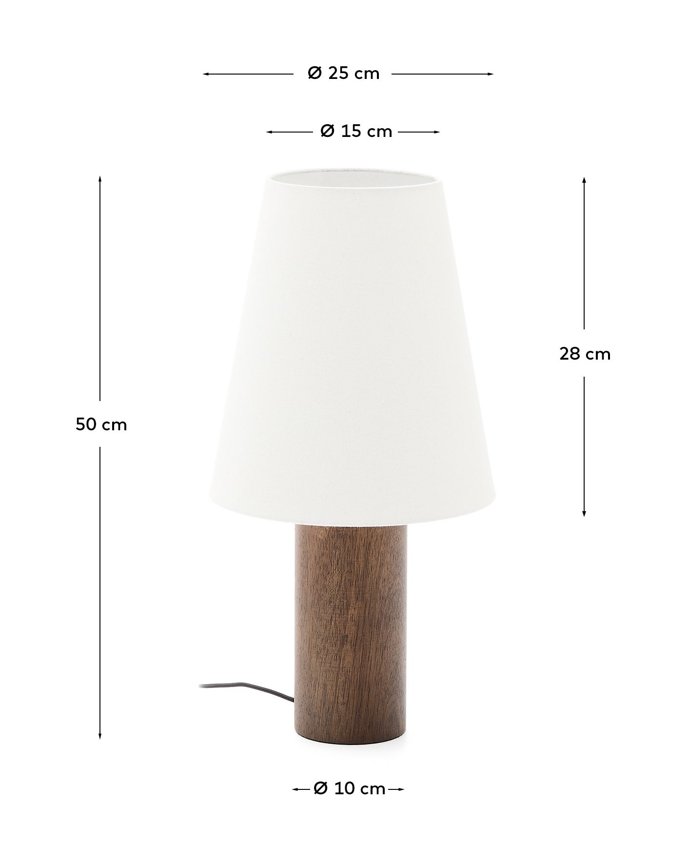 Marga table lamp made from solid rubber wood with dark finish