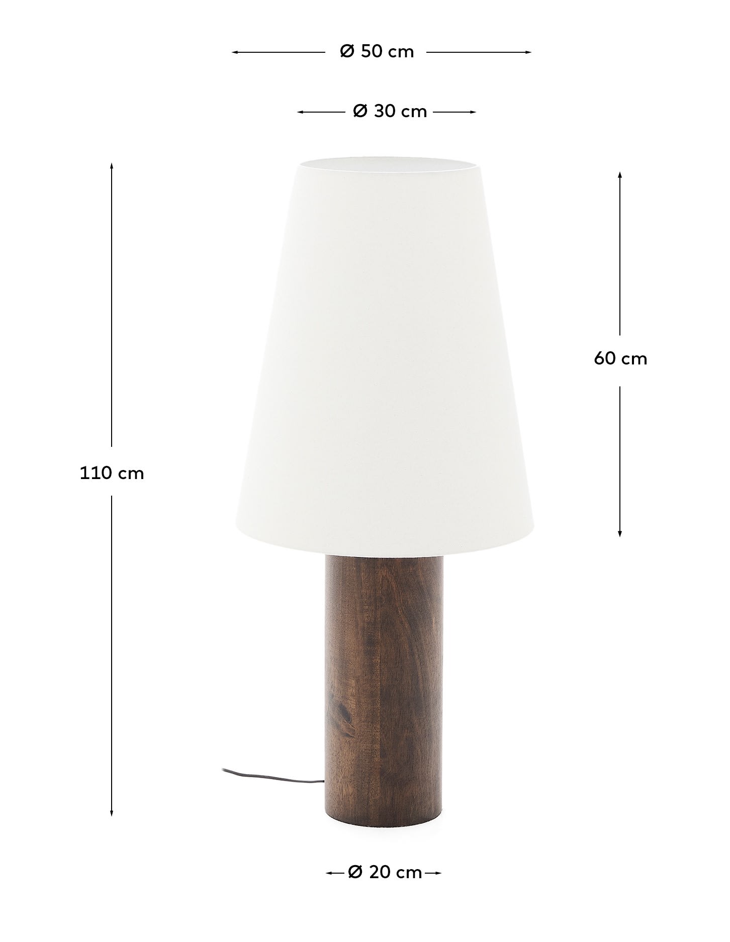 Marga floor lamp made from solid rubber wood with dark finish