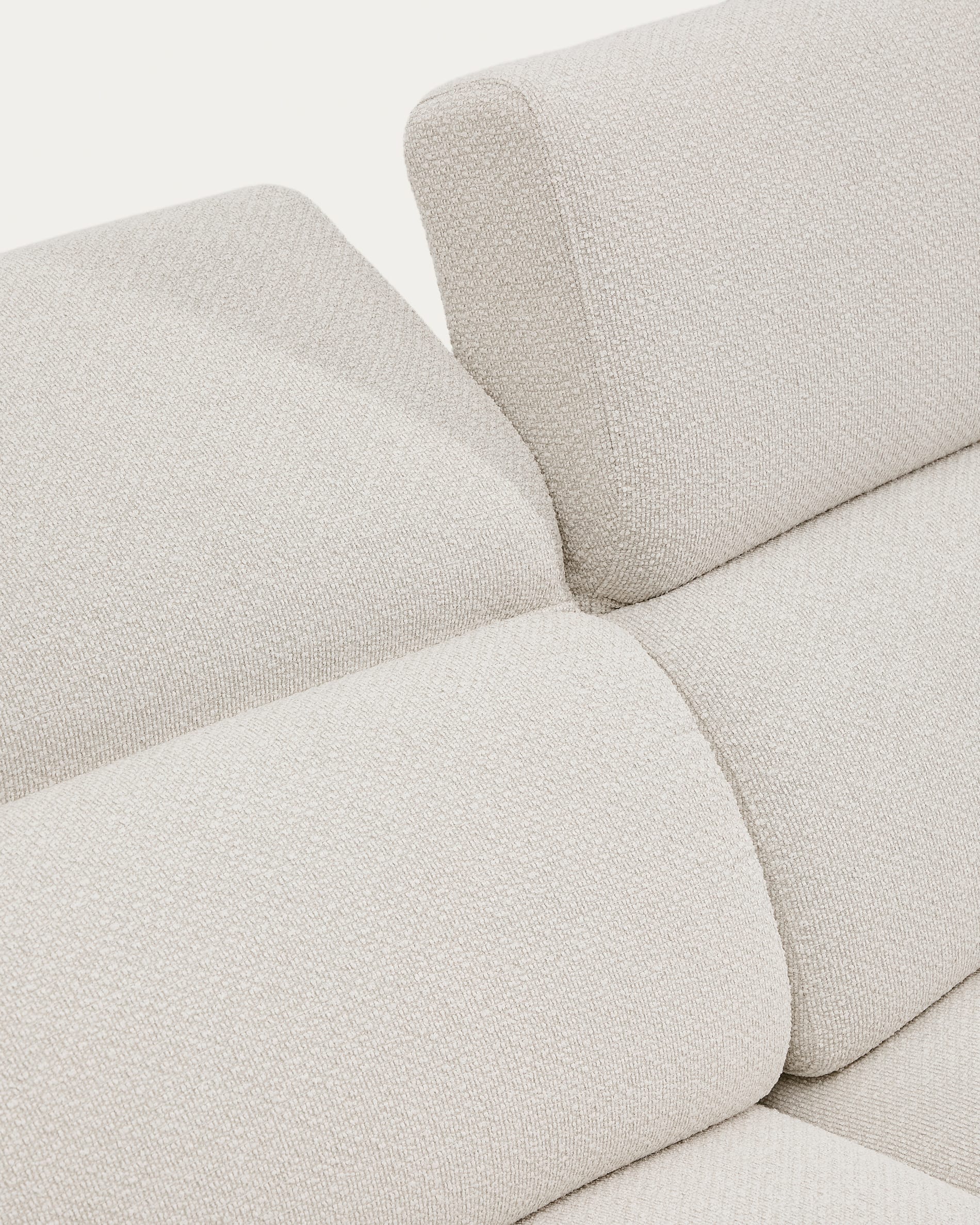 Aurum 3-seater sofa in ecru chenille with reclining headrest and matte grey metal base 234cm FSC Mix Credit