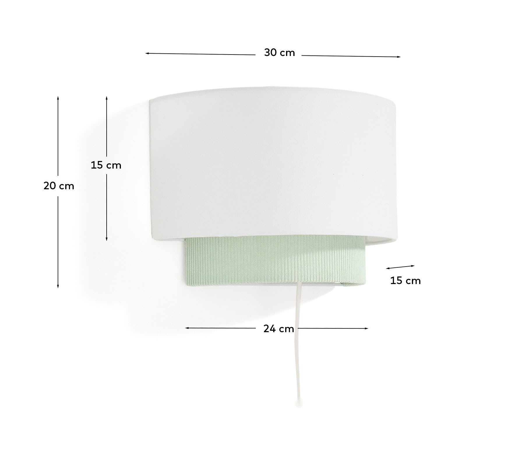 Bianella cotton and turquoise corduroy wall light Ø 40cm