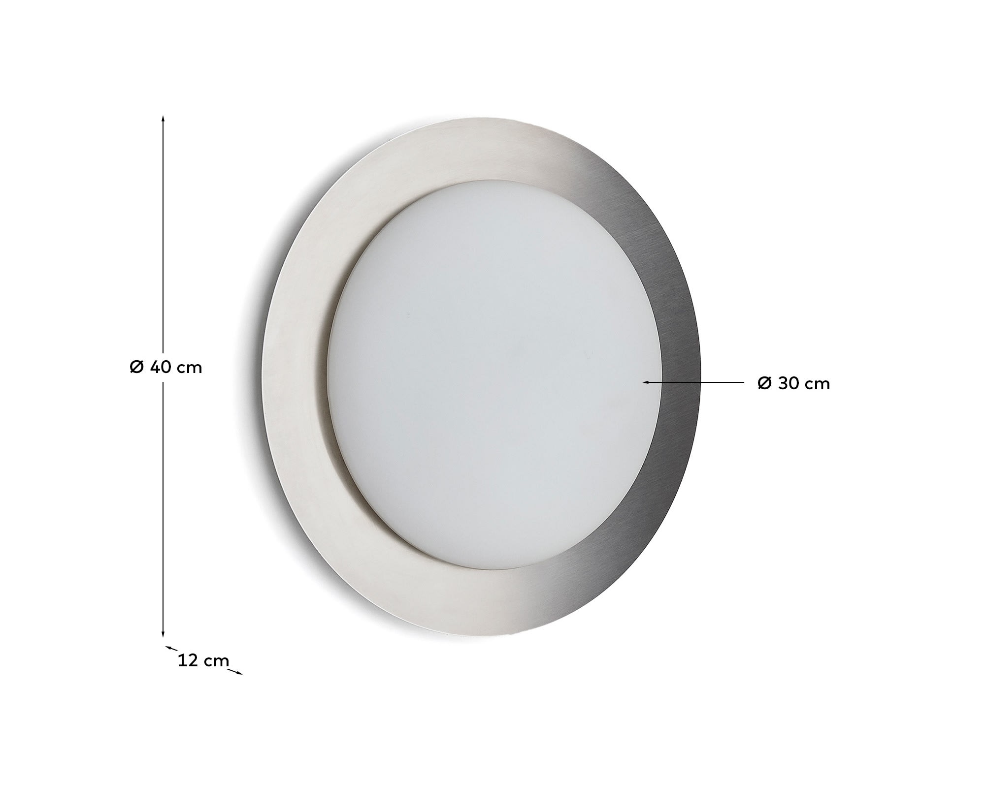 Novae ceiling lamp in light grey brushed metal and frosted glass Ø 40 cm