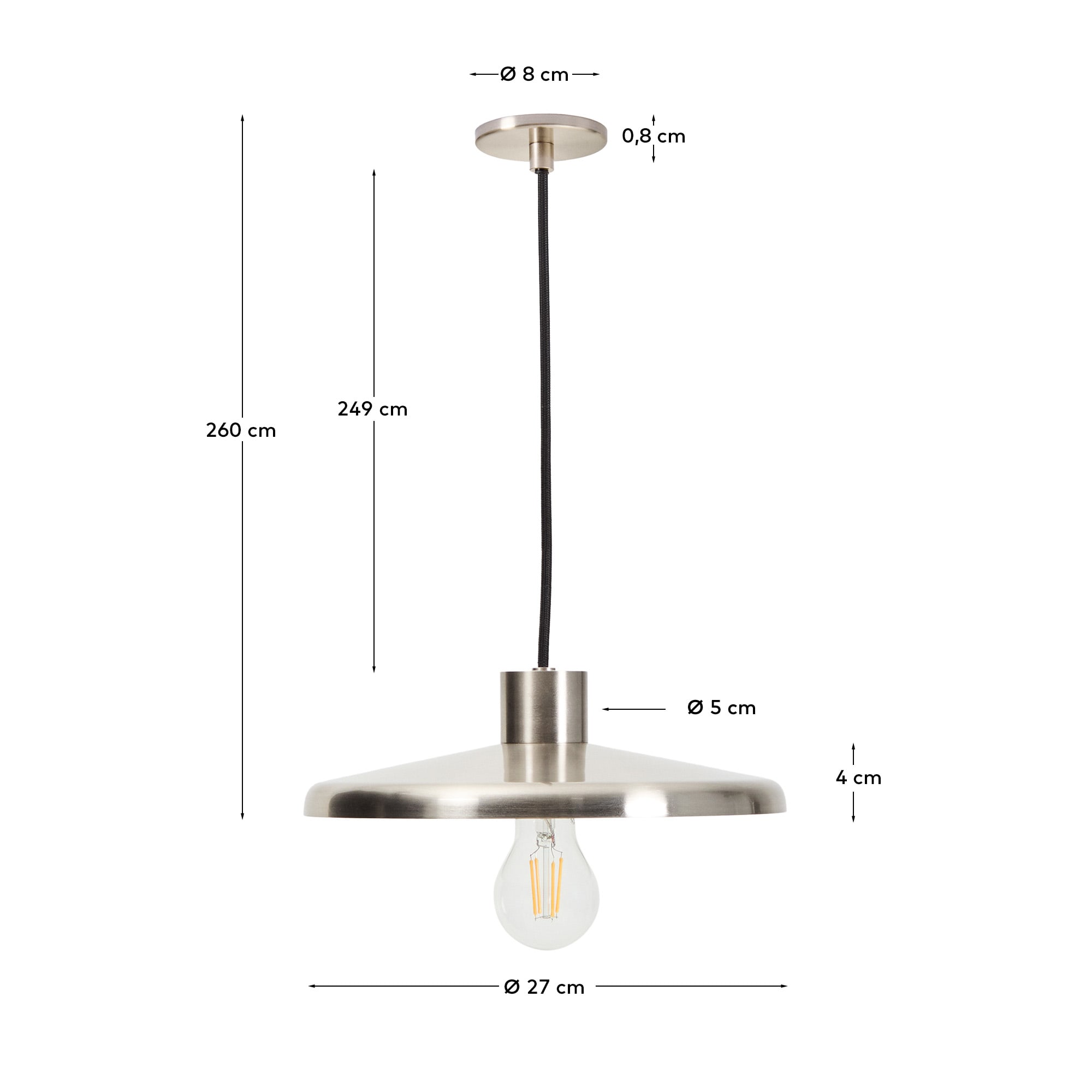 Nuvira ceiling lamp in light grey brushed metal